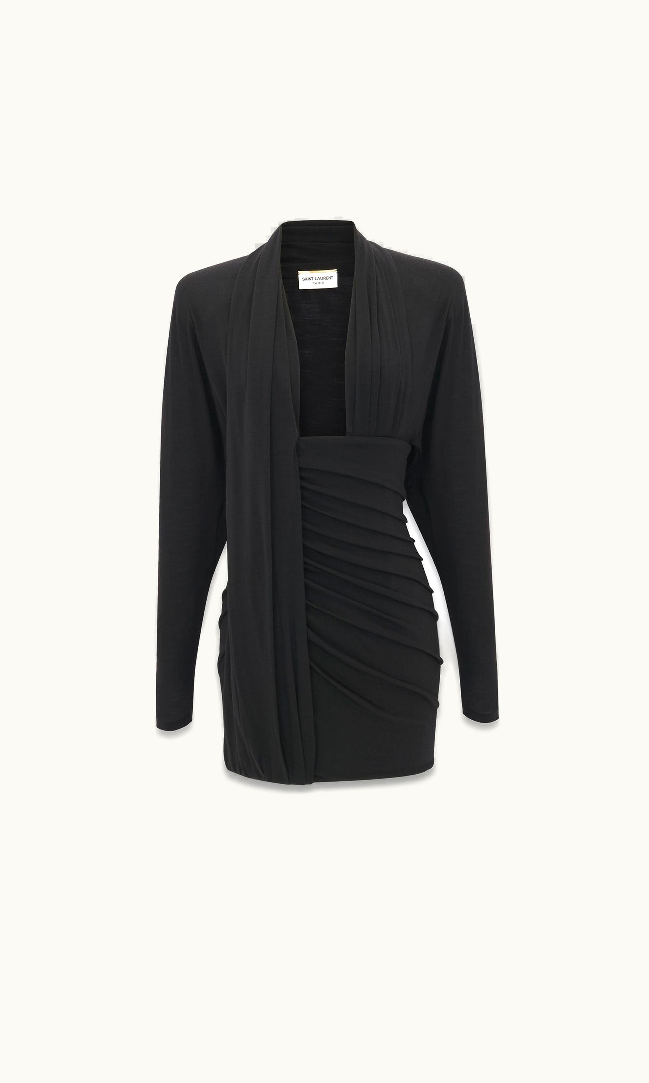 Saint Laurent Saint Laurent Draped Dress In Wool Jersey Black