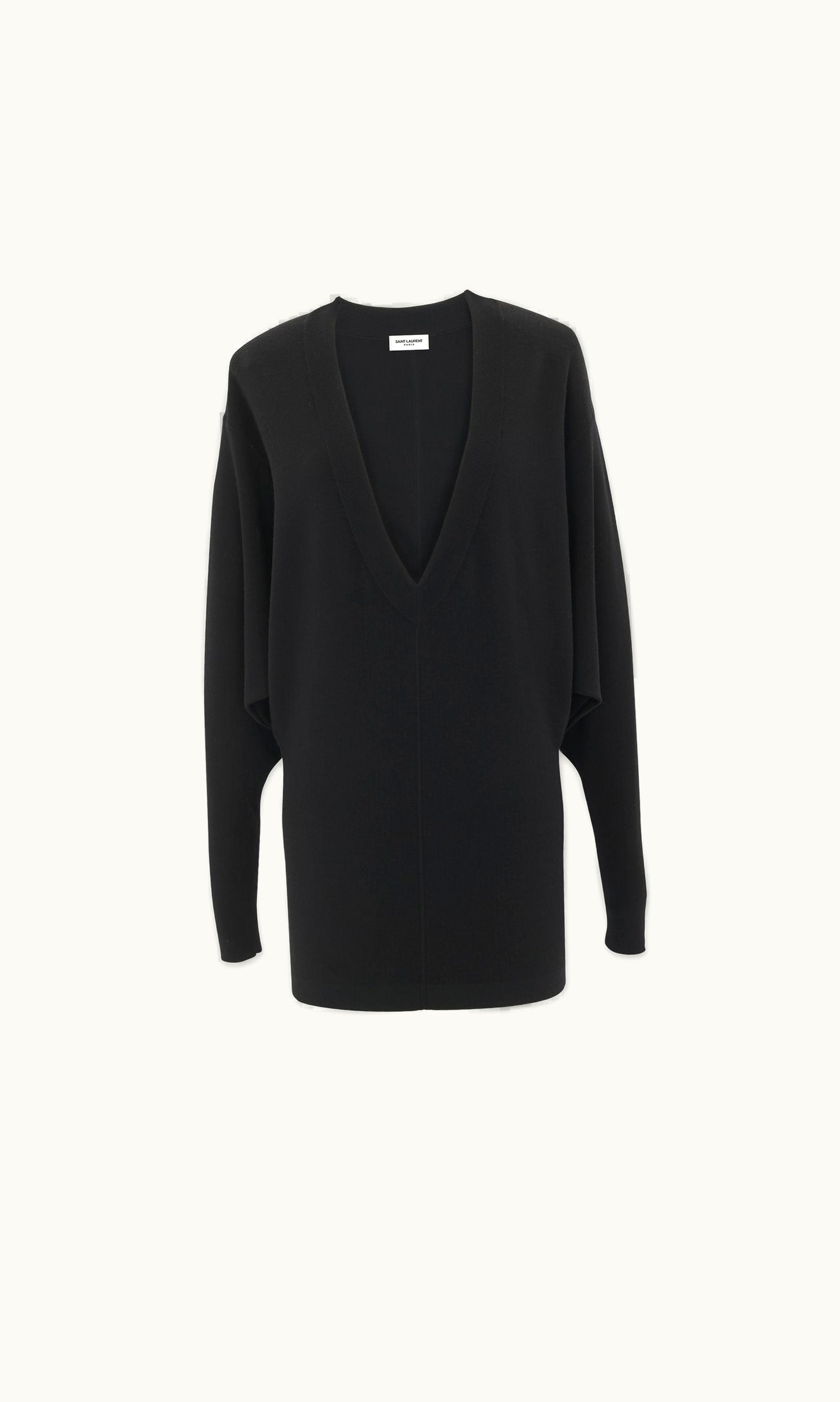 Saint Laurent Saint Laurent V-Neck Sweater Dress In Wool Black