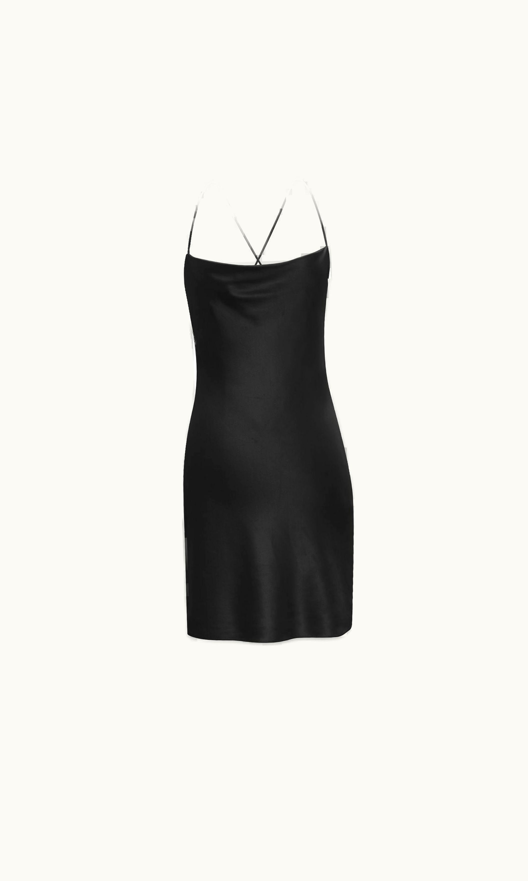 Saint Laurent Saint Laurent Cowl Back Dress In Silk Satin Black