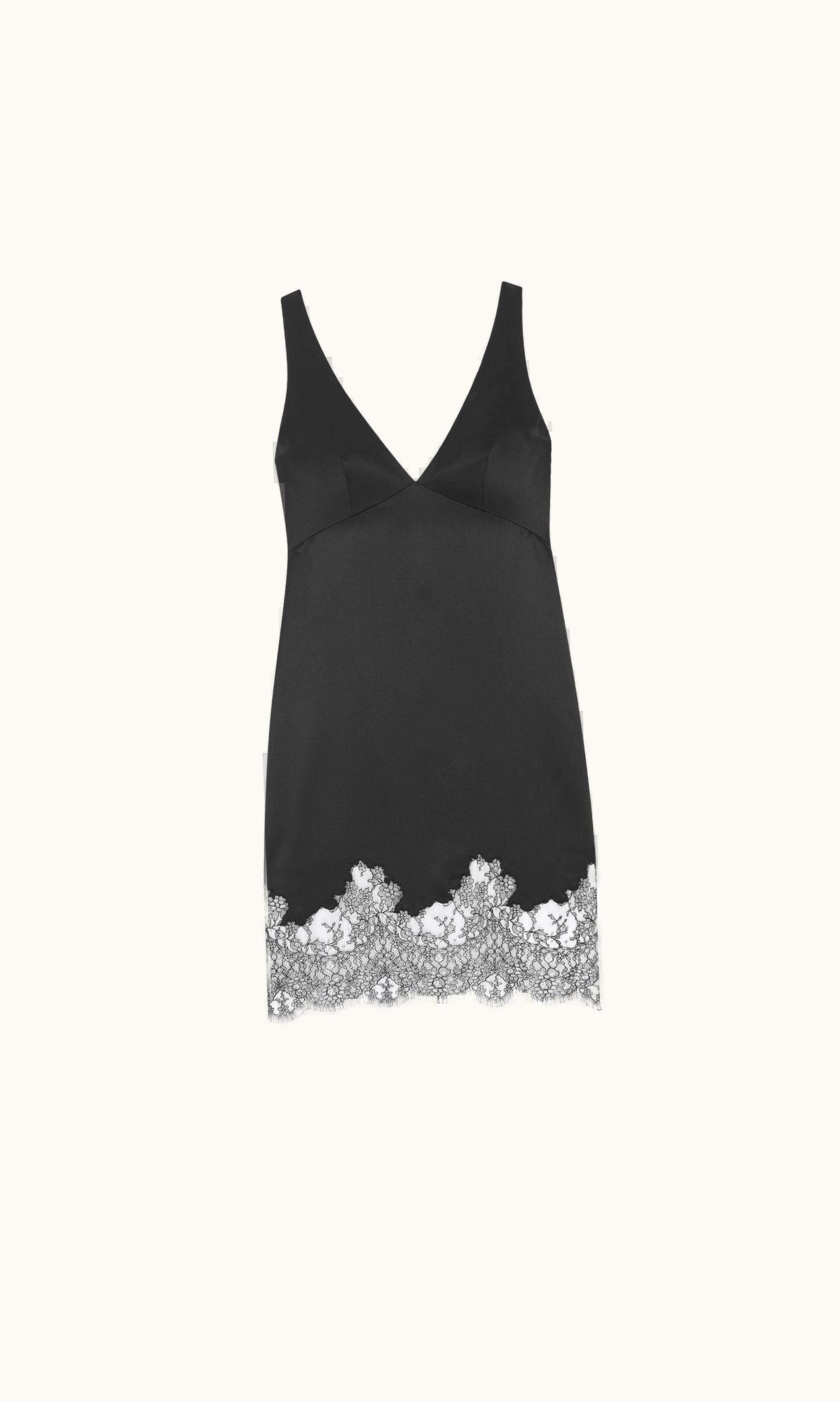 Saint Laurent Saint Laurent Laced Dress In Crepe Satin Black