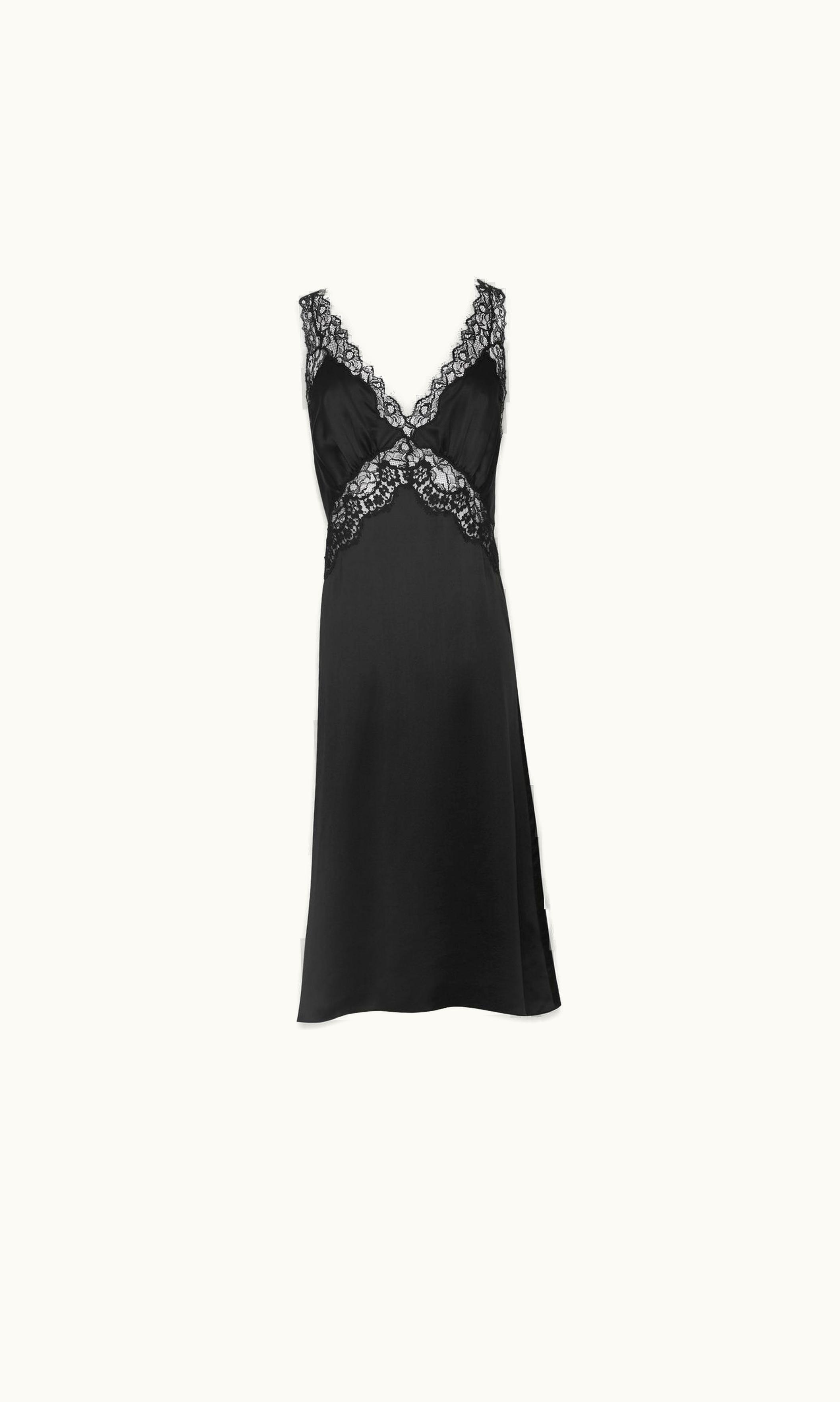 Saint Laurent Saint Laurent Slip Dress In Silk Satin Crepe Black