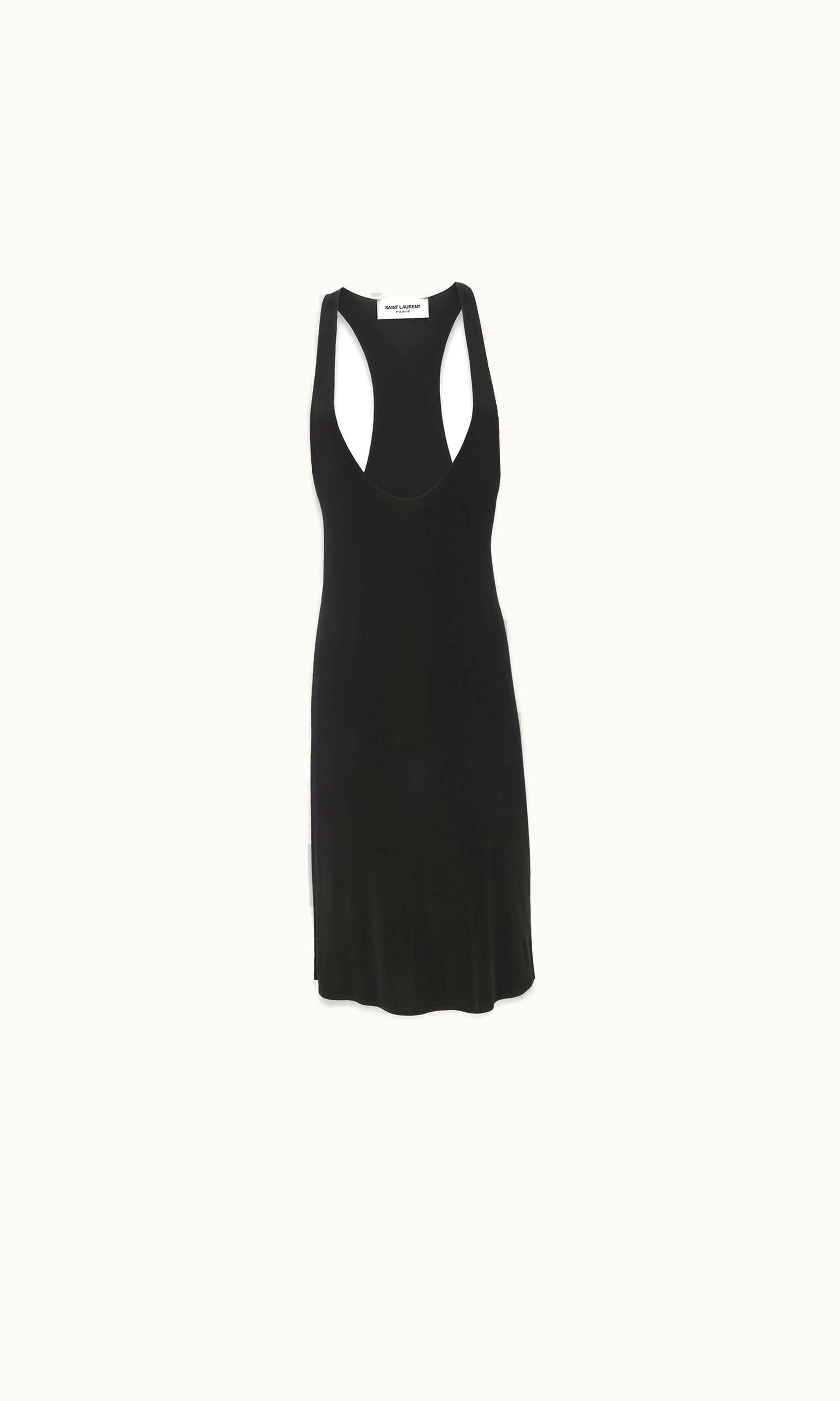 Saint Laurent Saint Laurent Racerback Dress In Shiny Jersey Black BLACK