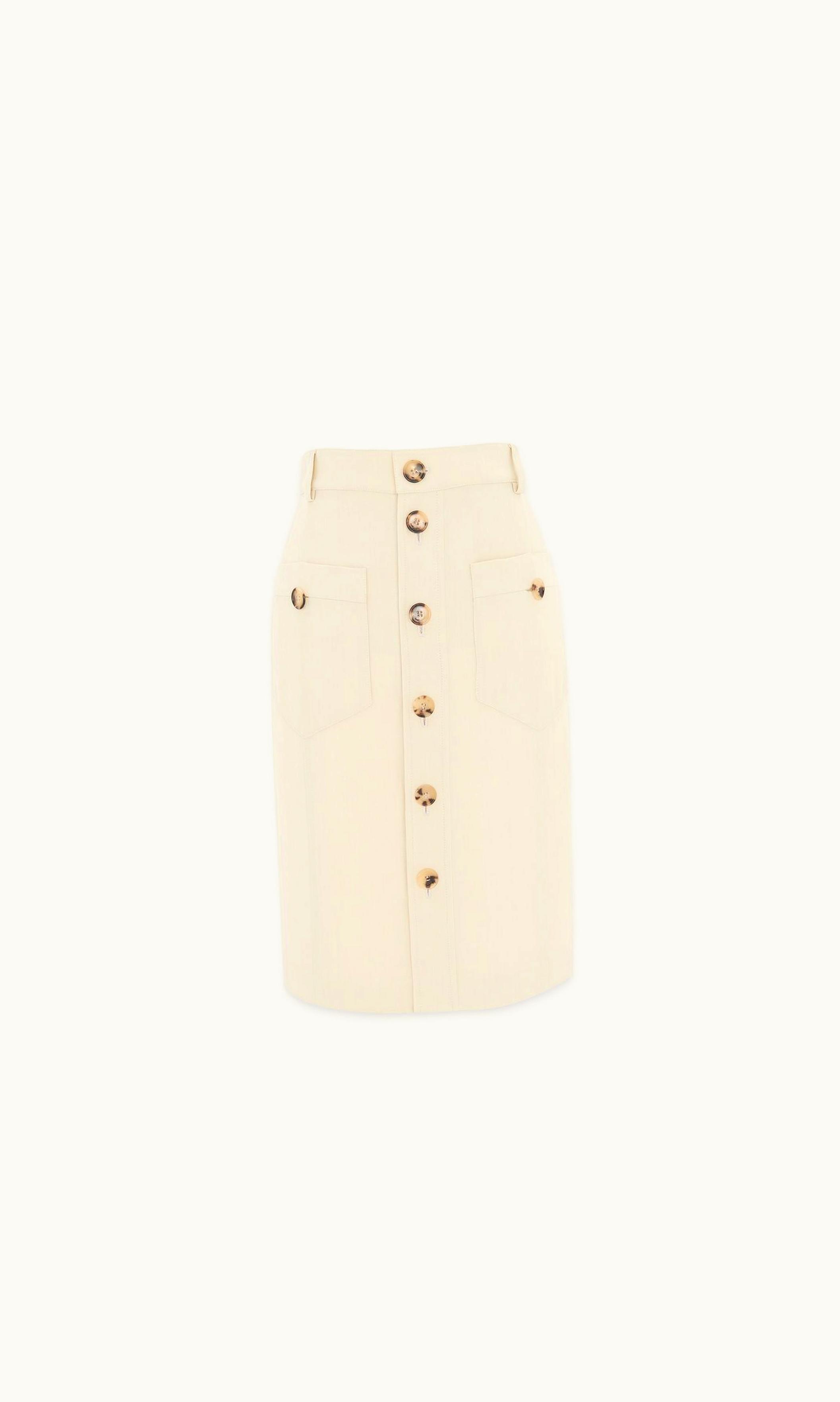 Saint Laurent Saint Laurent Saharienne Midi Skirt In Canvas Beige