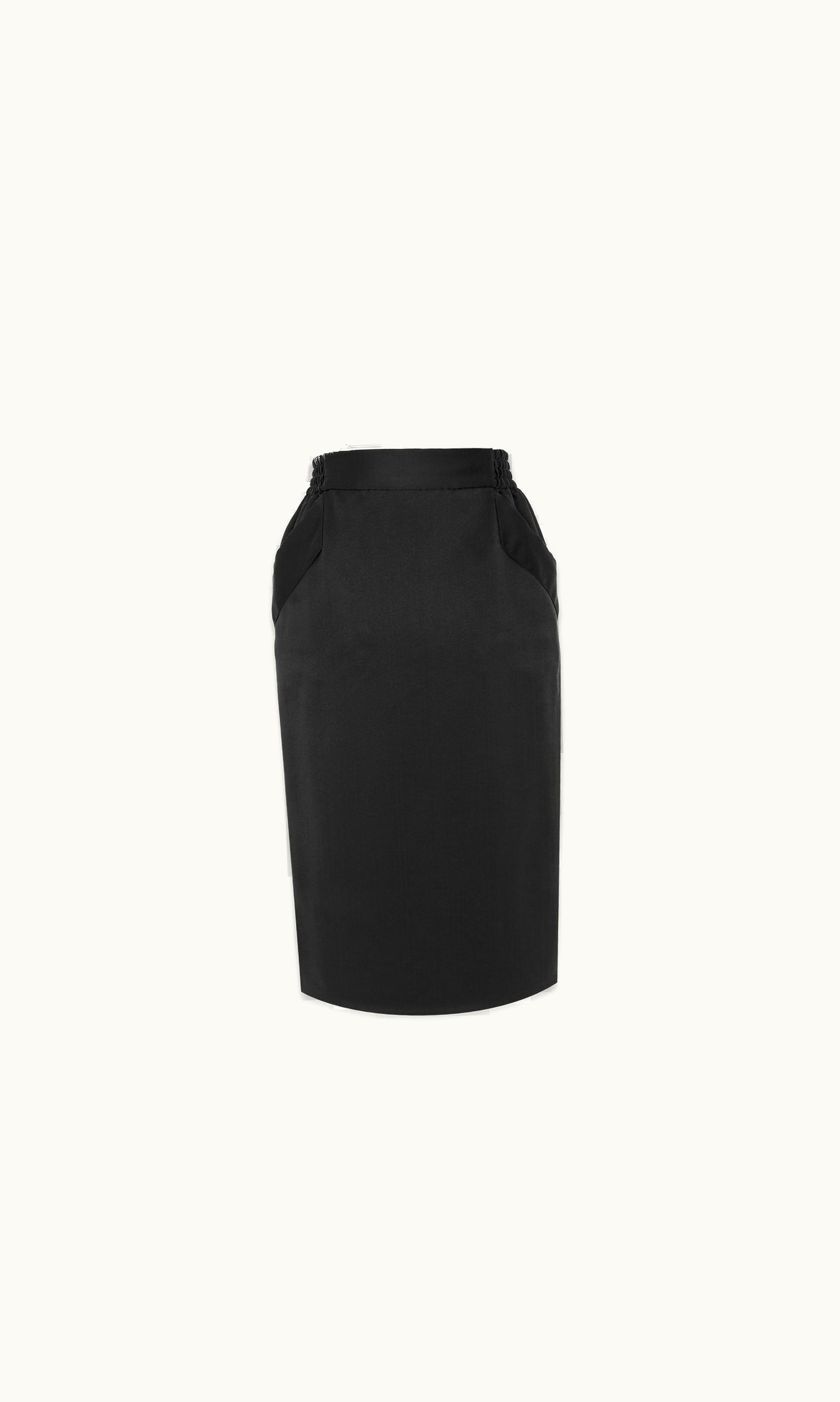 Saint Laurent Saint Laurent Pencil Skirt In Silk Satin Crepe Black