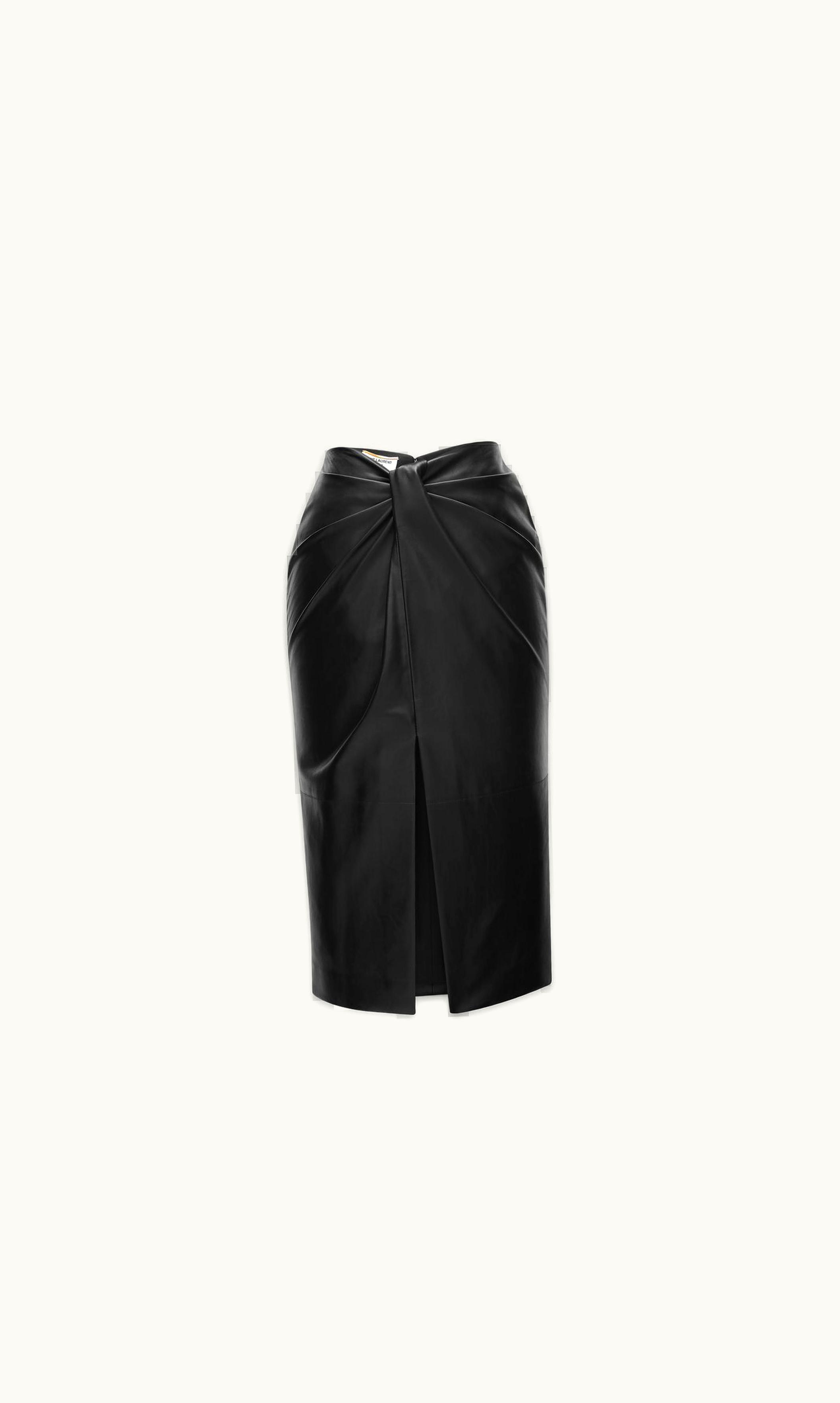 Saint Laurent Saint Laurent Twist Pencil Skirt In Lambskin Black