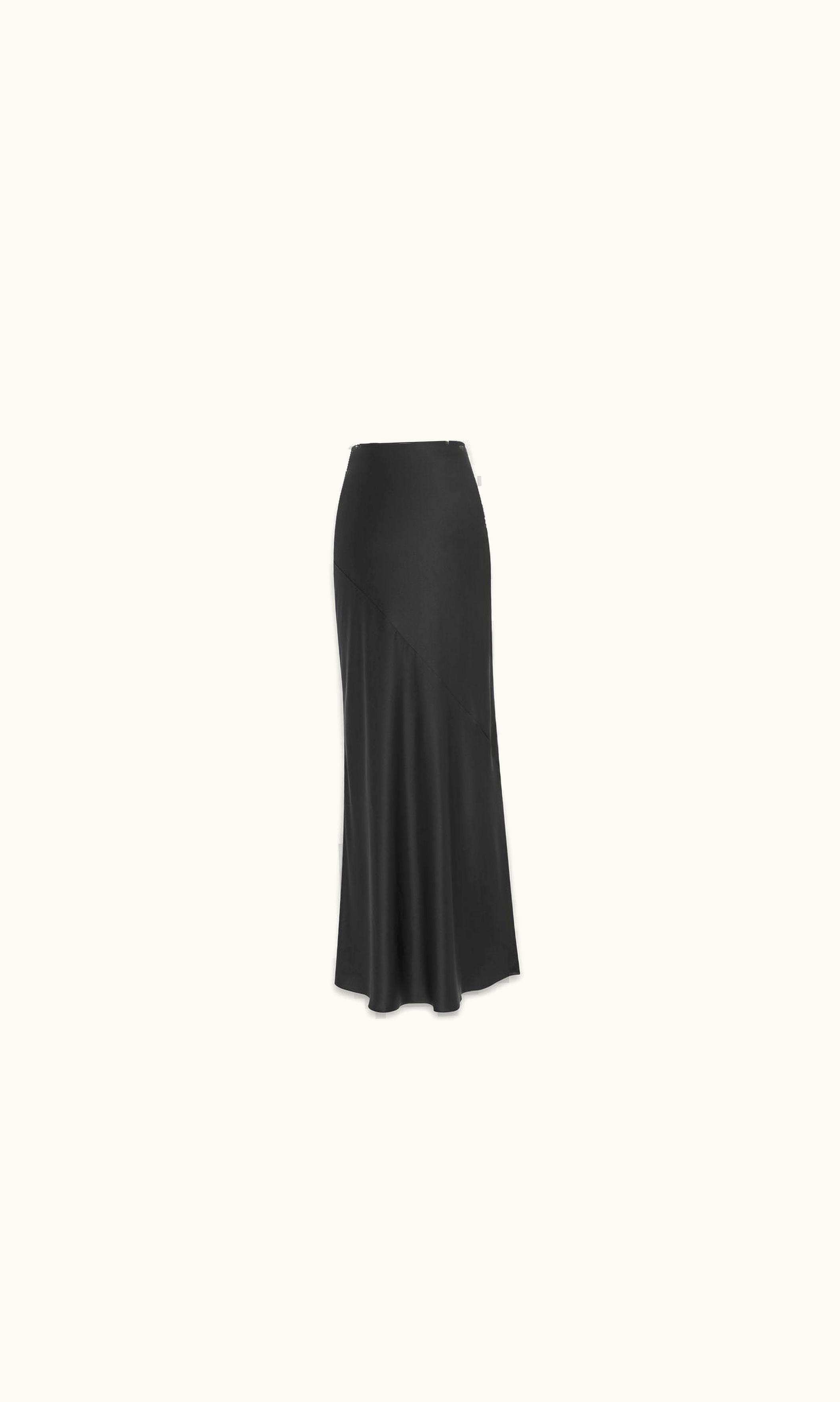 Saint Laurent Saint Laurent Long Skirt In Silk Satin Crepe Black