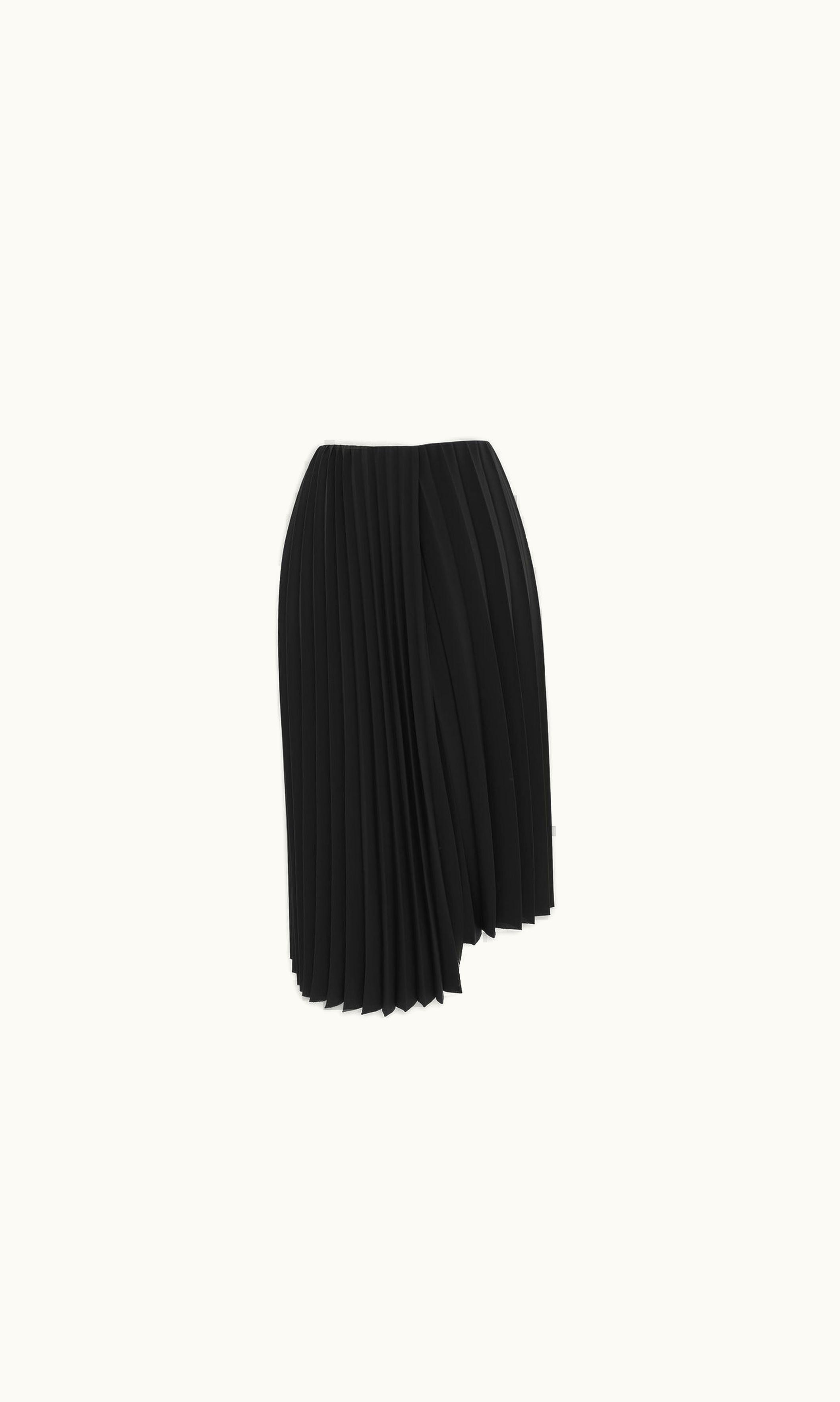 Saint Laurent Saint Laurent Asymmetrical Pleated Midi Skirt In Crepe Black
