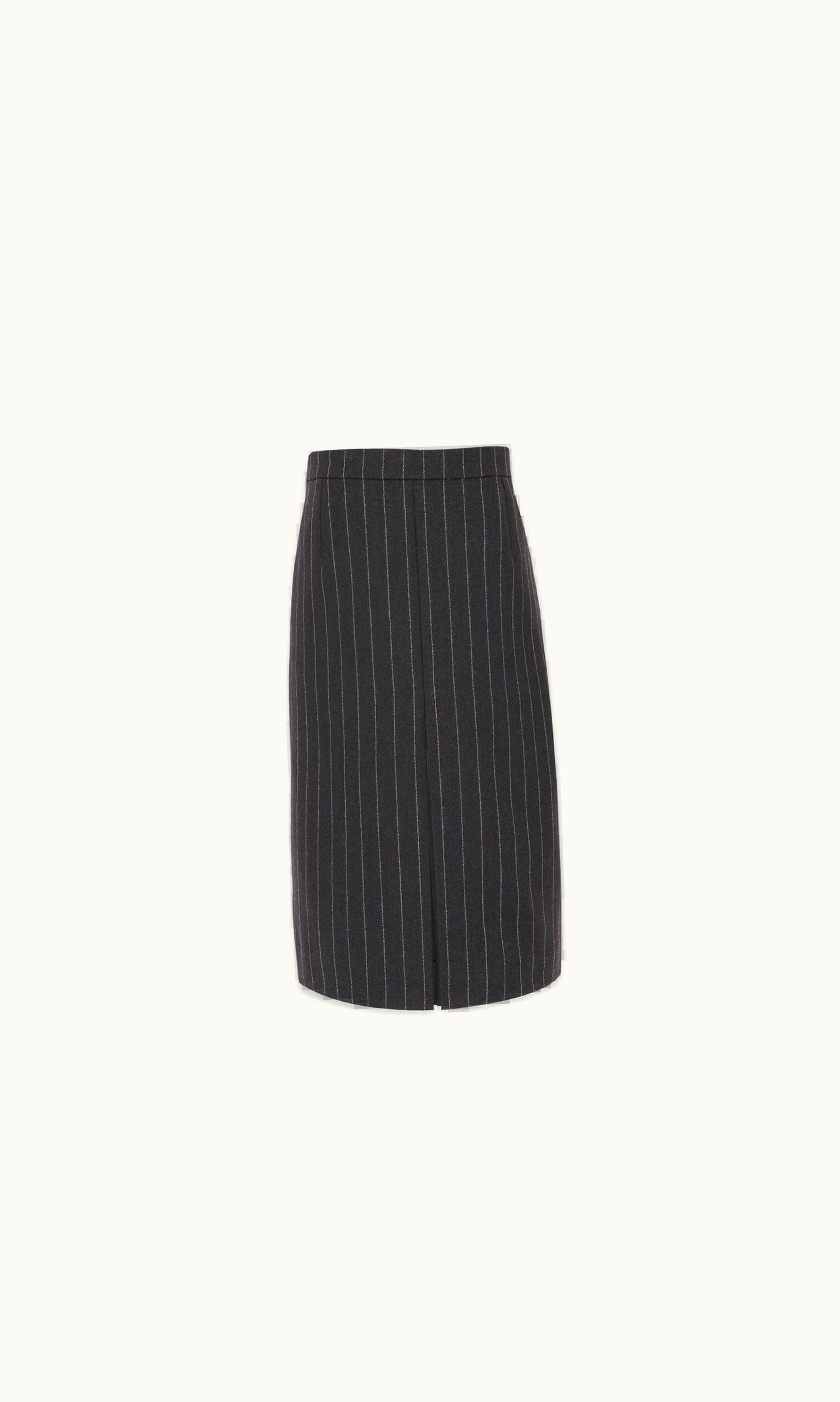 Saint Laurent Saint Laurent Pencil Skirt In Striped Flannel Marine Craie