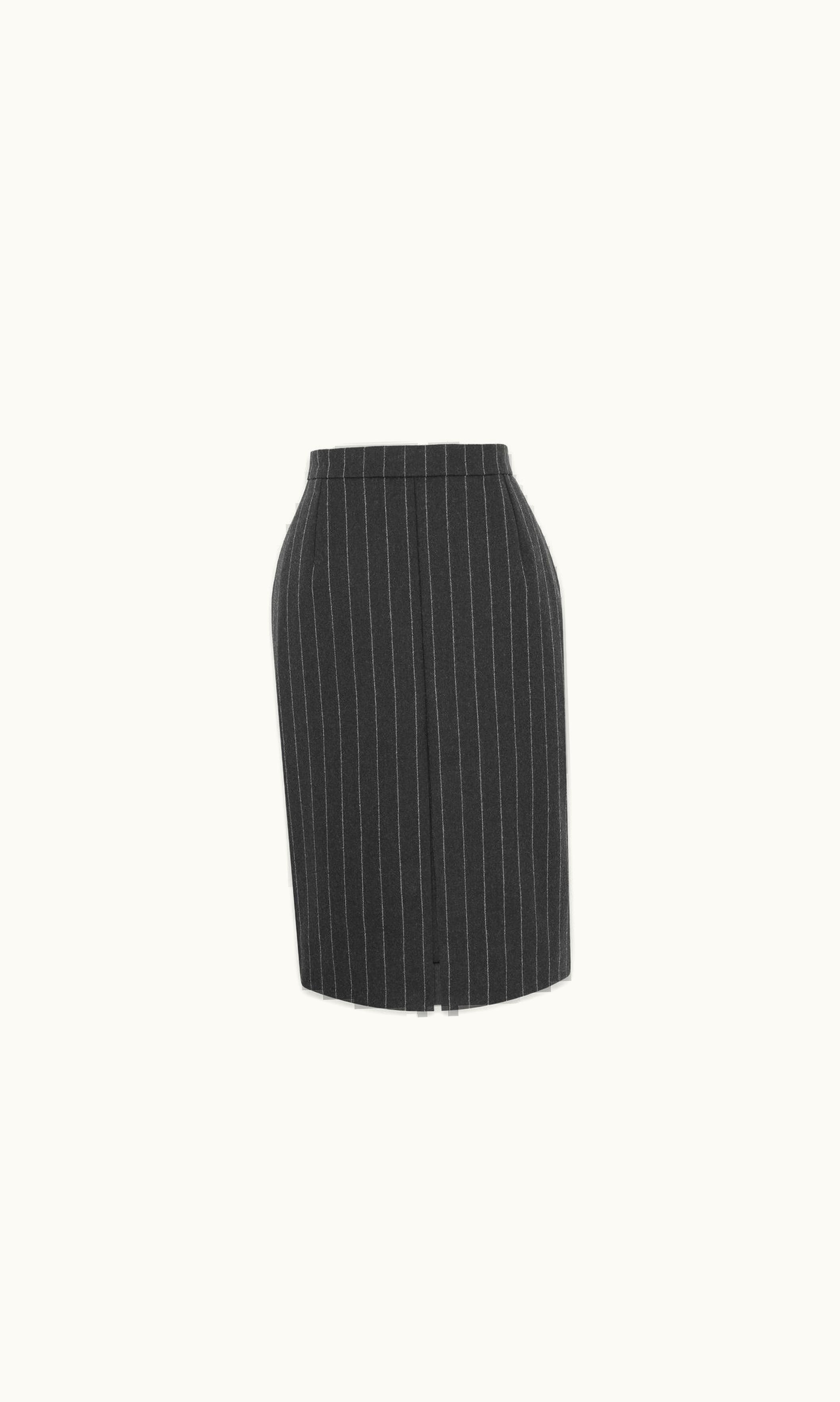 Saint Laurent Saint Laurent Pencil Skirt In Striped Flannel Anthracite Craie