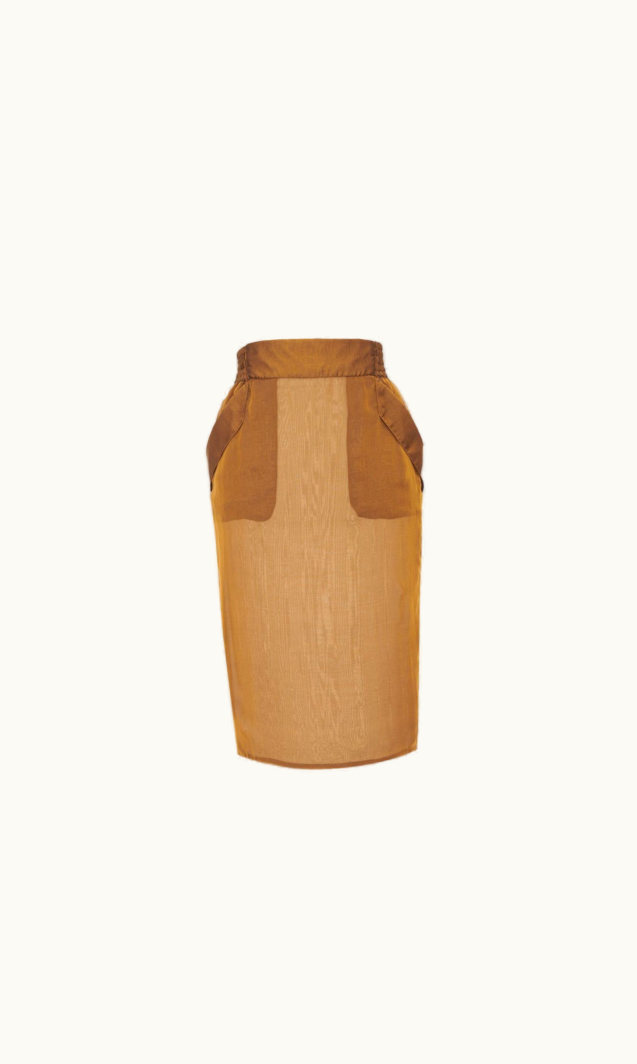 Saint Laurent Saint Laurent Pencil Skirt In Silk Muslin Ocre