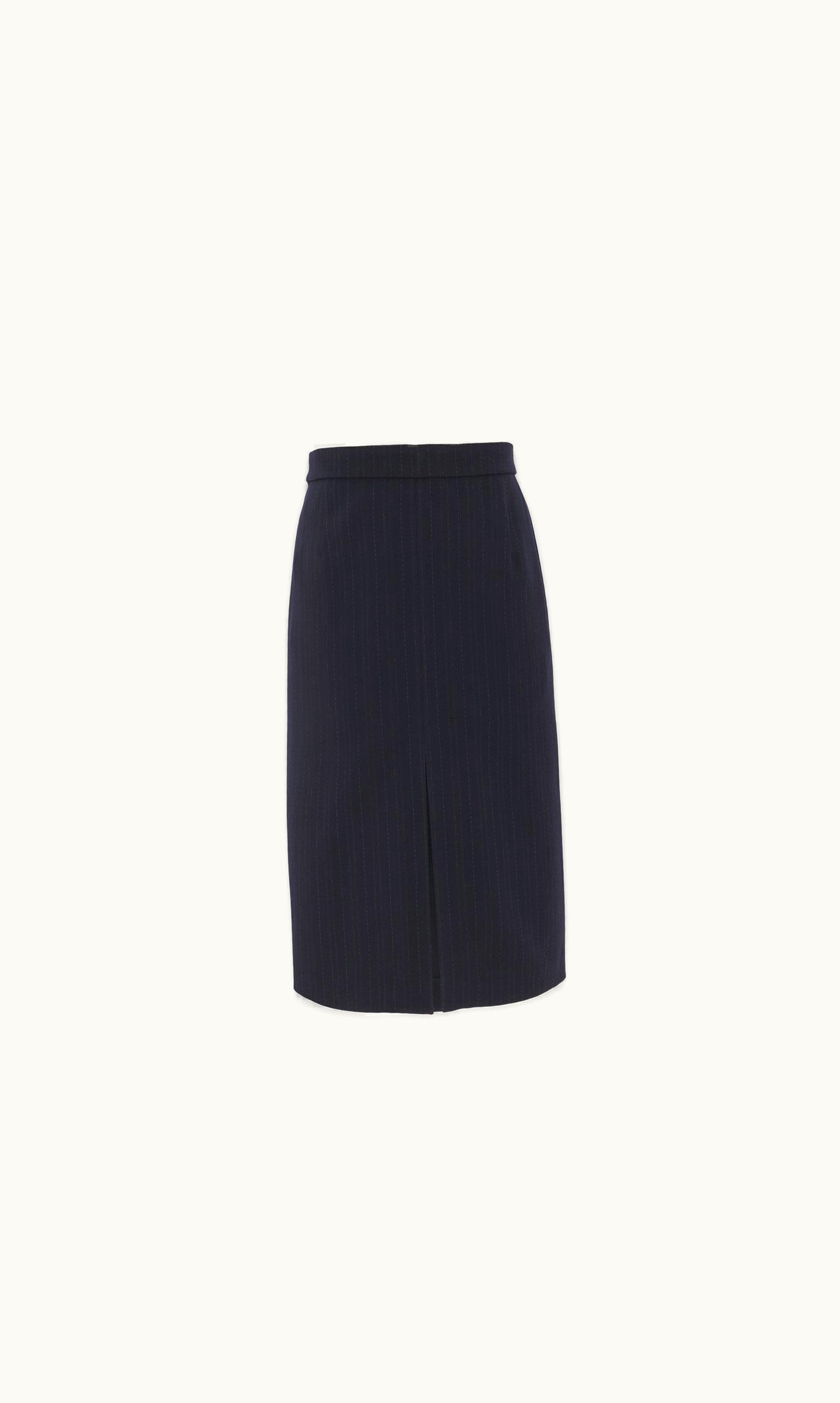 Saint Laurent Saint Laurent Pencil Skirt In Wool Marine Fonce Gris