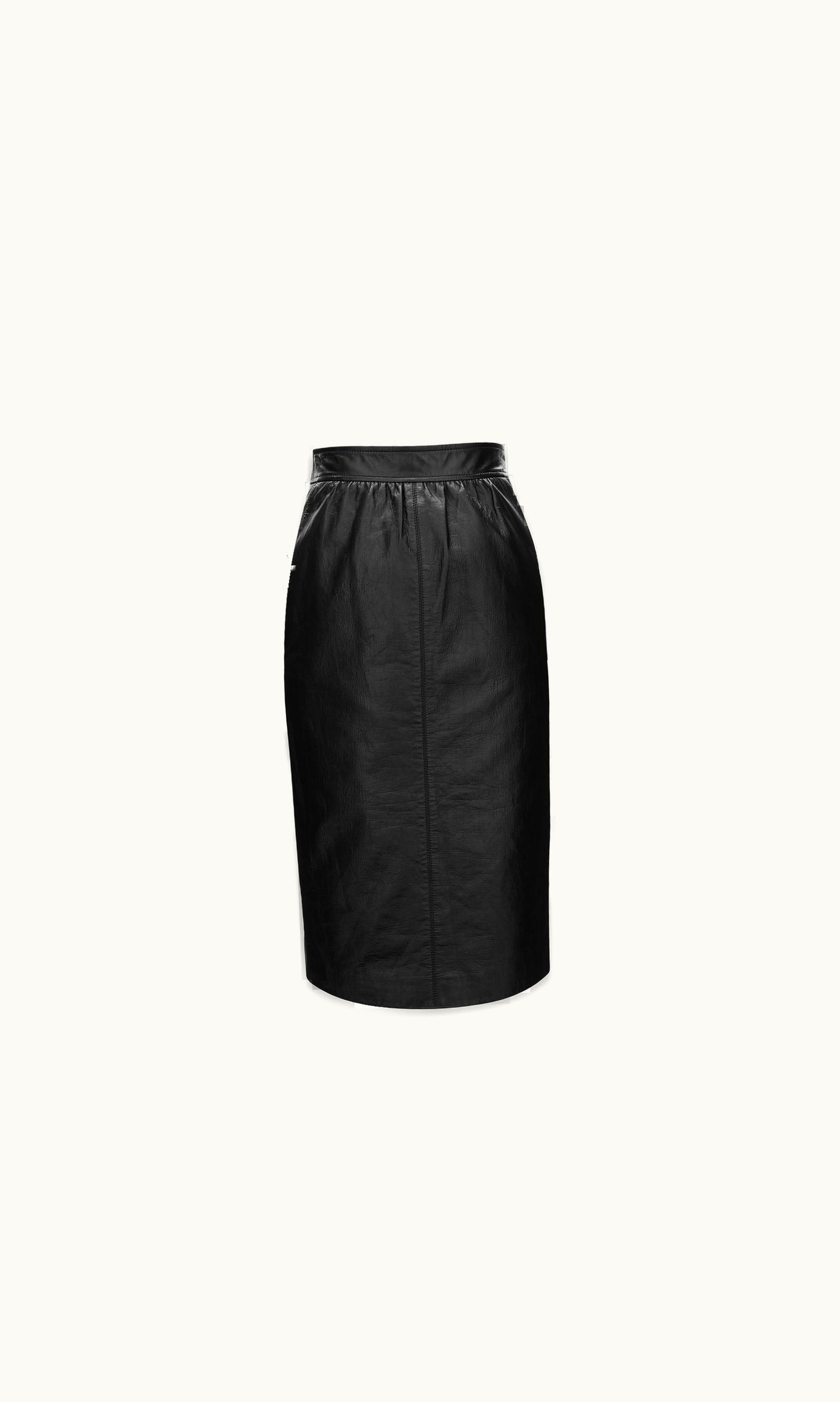 Saint Laurent Saint Laurent Pencil Skirt In Shiny Leather Black