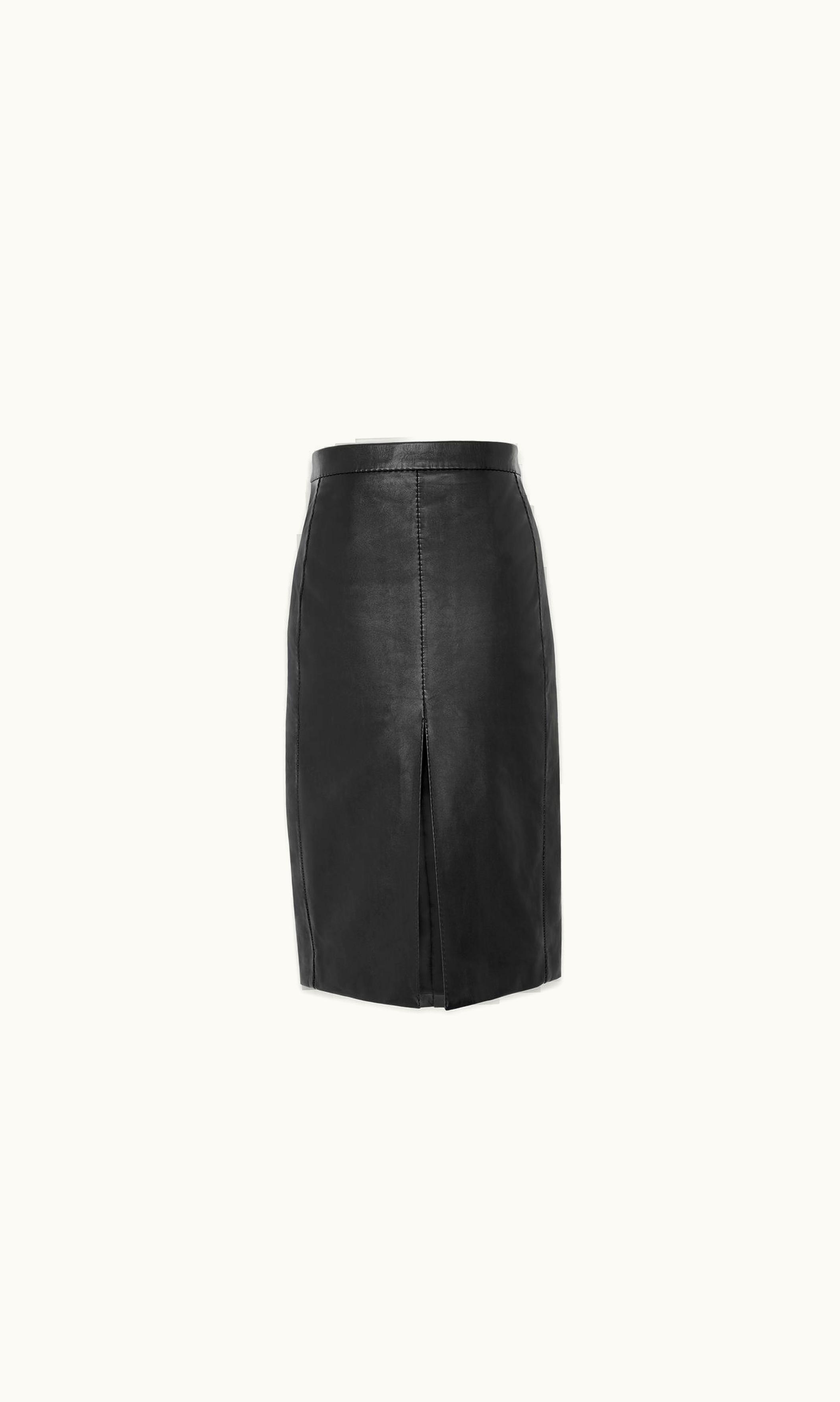 Saint Laurent Saint Laurent Pencil Skirt In Shiny Lambskin Black