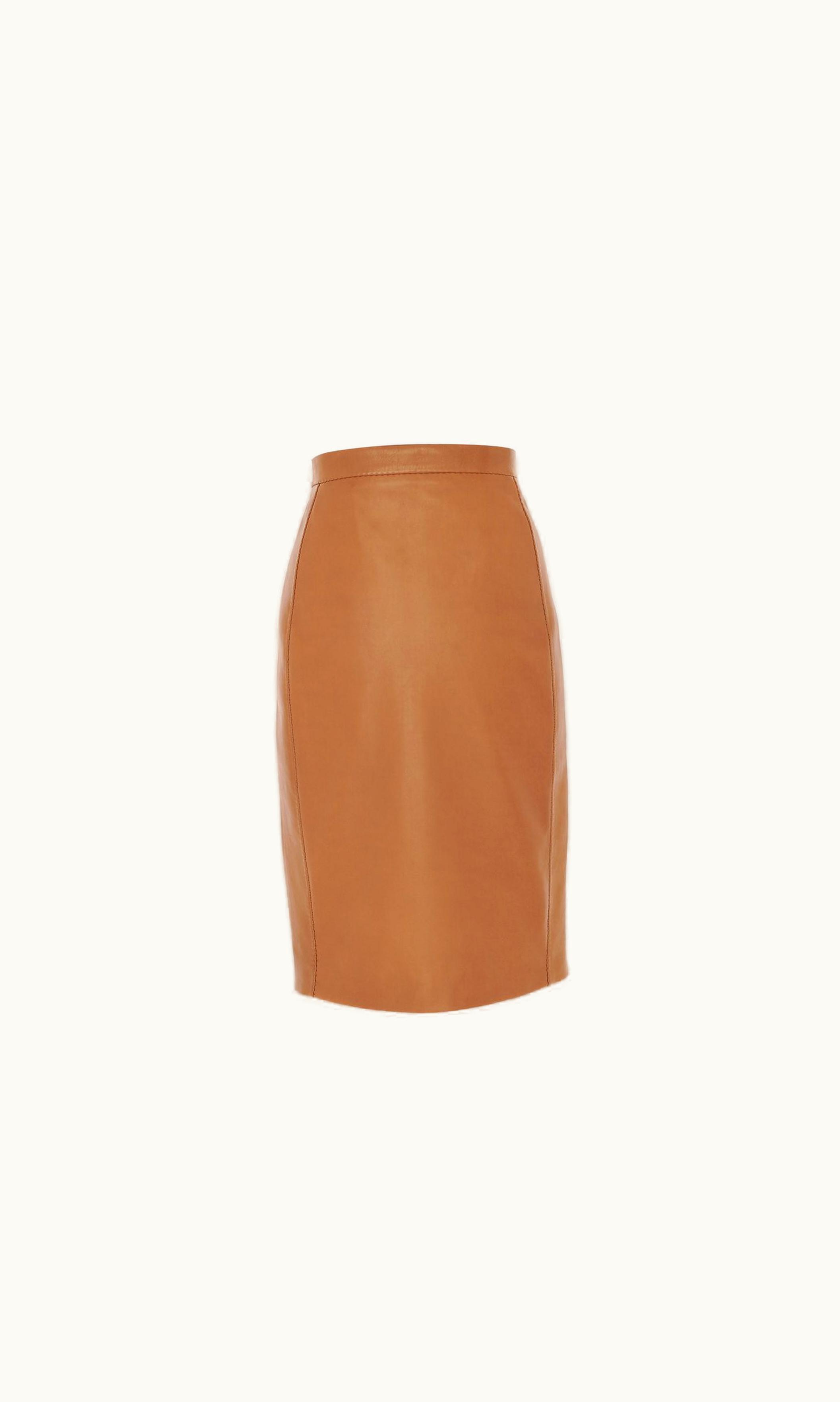 Saint Laurent Saint Laurent Pencil Skirt In Lambskin Marron Glace MARRON GLACE