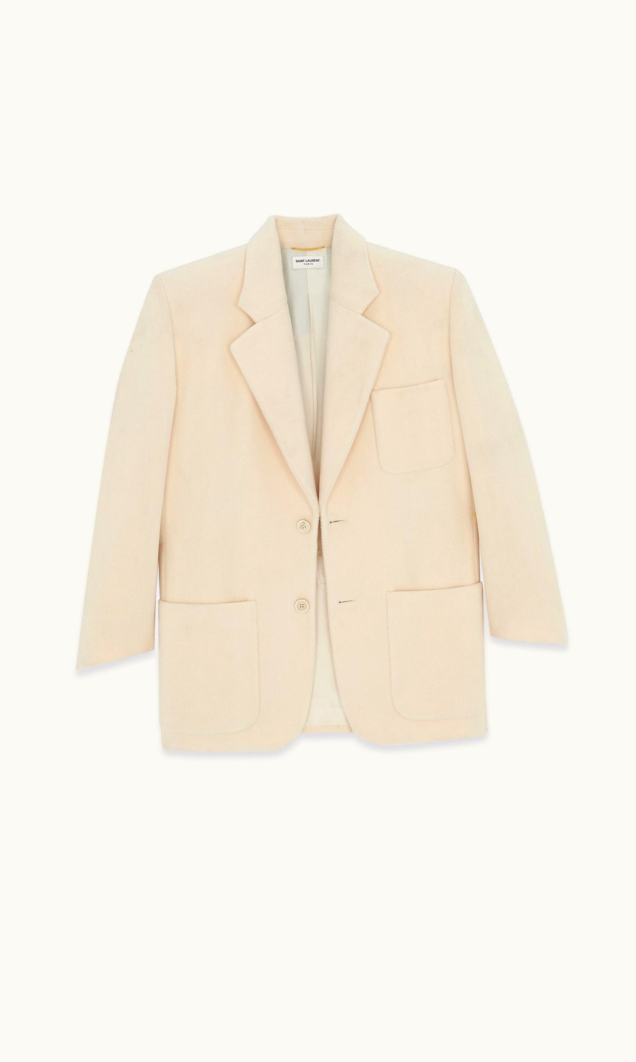 Saint Laurent Saint Laurent Oversized Jacket In Chevron Wool Shell