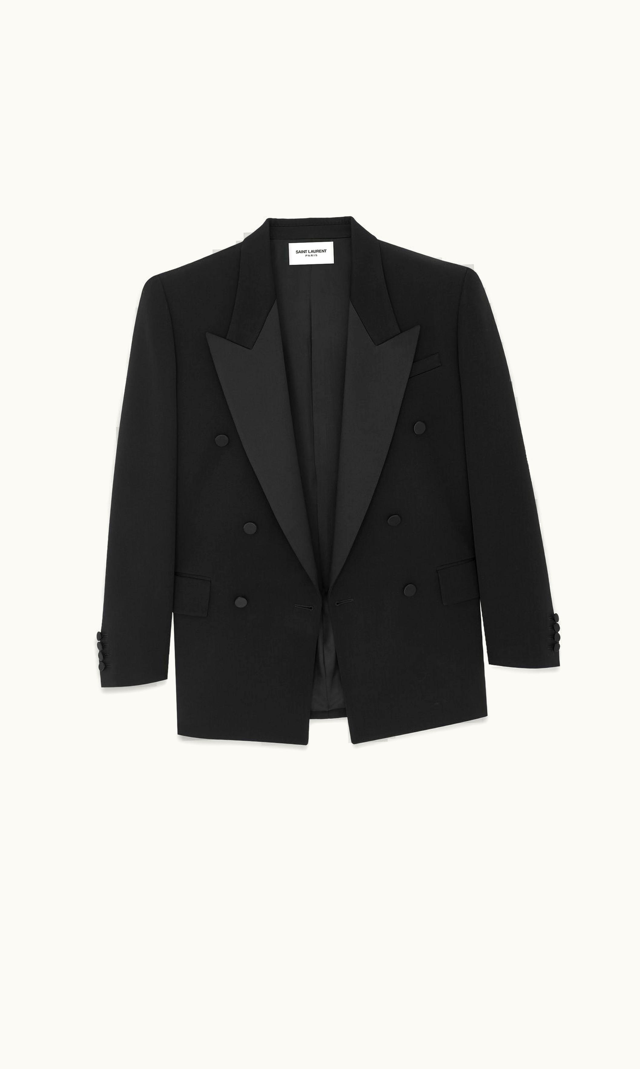 Saint Laurent Saint Laurent Oversized Tuxedo Jacket In Grain De Poudre Black 760580Y7E631000