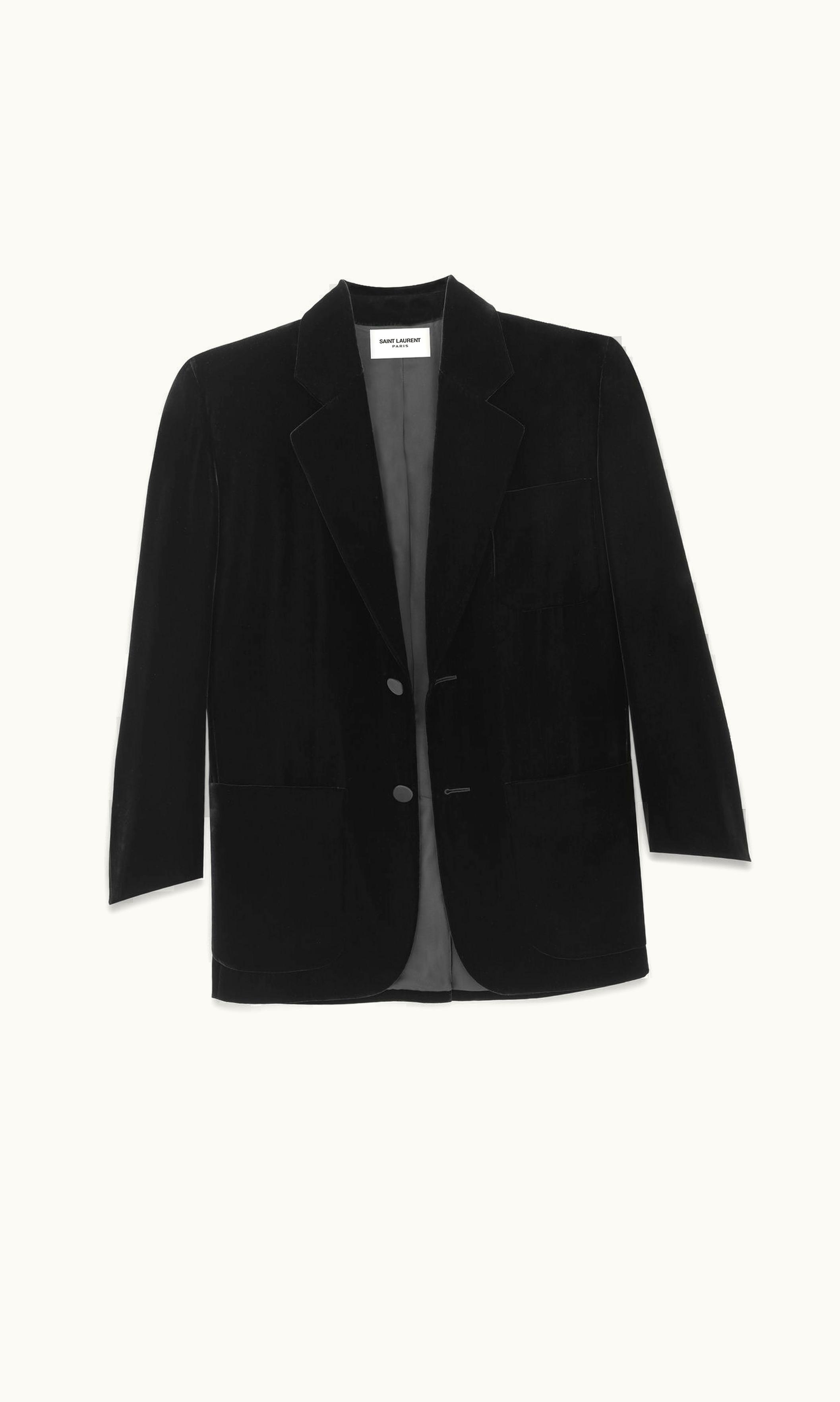 Saint Laurent Saint Laurent Oversized Jacket In Velvet Black BLACK
