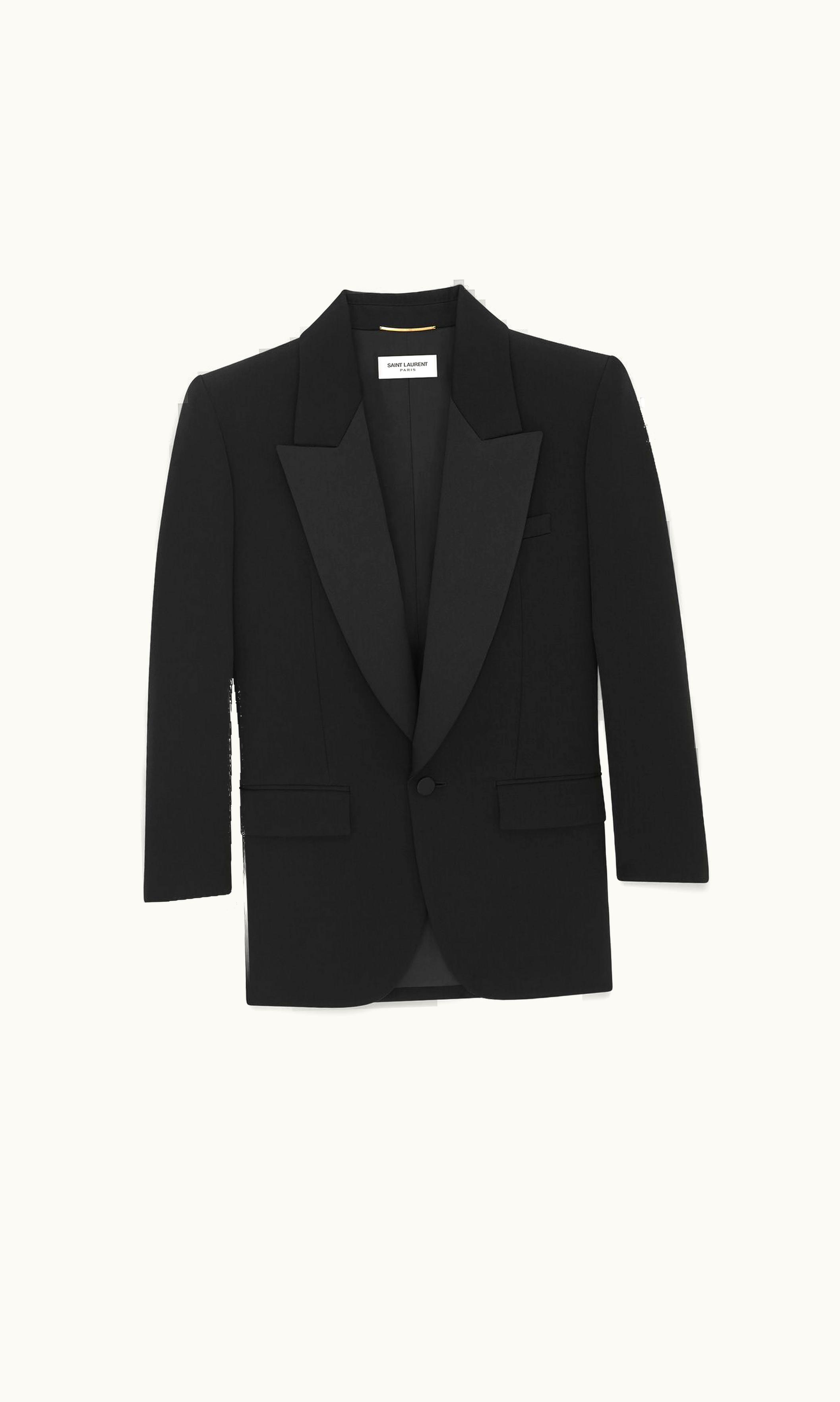 Saint Laurent Saint Laurent Tuxedo Jacket In Grain De Poudre Black BLACK