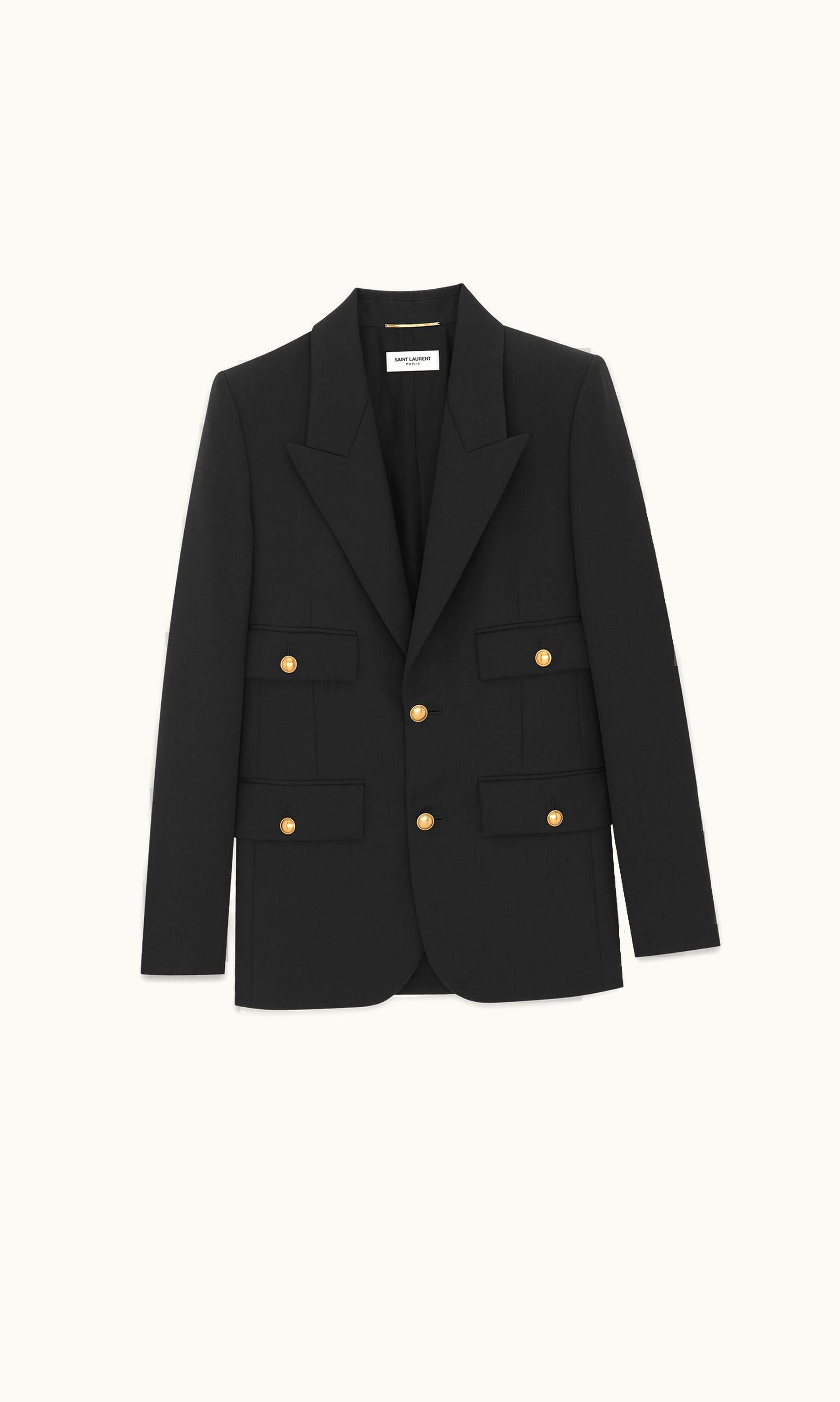 Saint Laurent Saint Laurent Jacket In Grain De Poudre Black BLACK