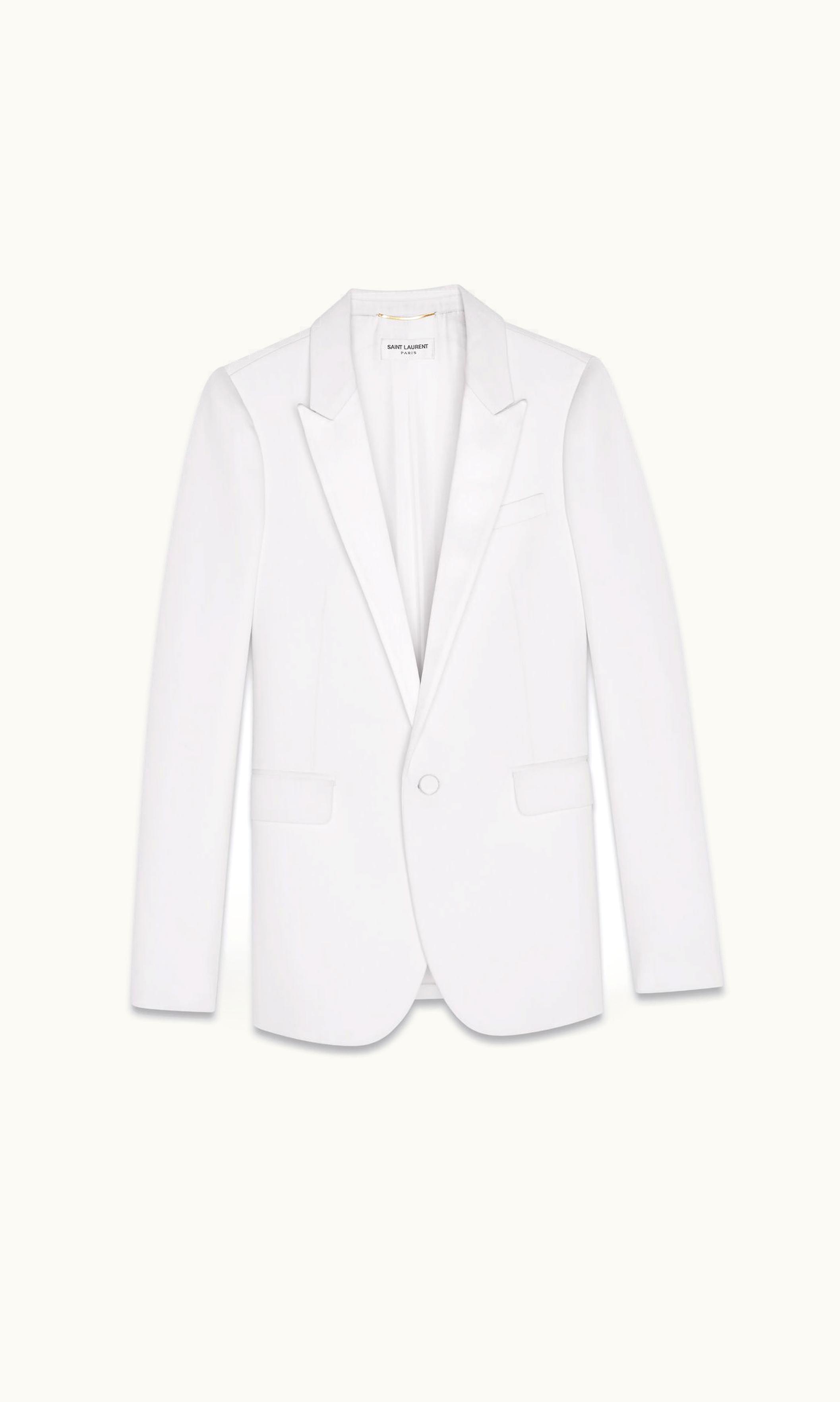 Saint Laurent Saint Laurent Tuxedo Jacket In Grain De Poudre White