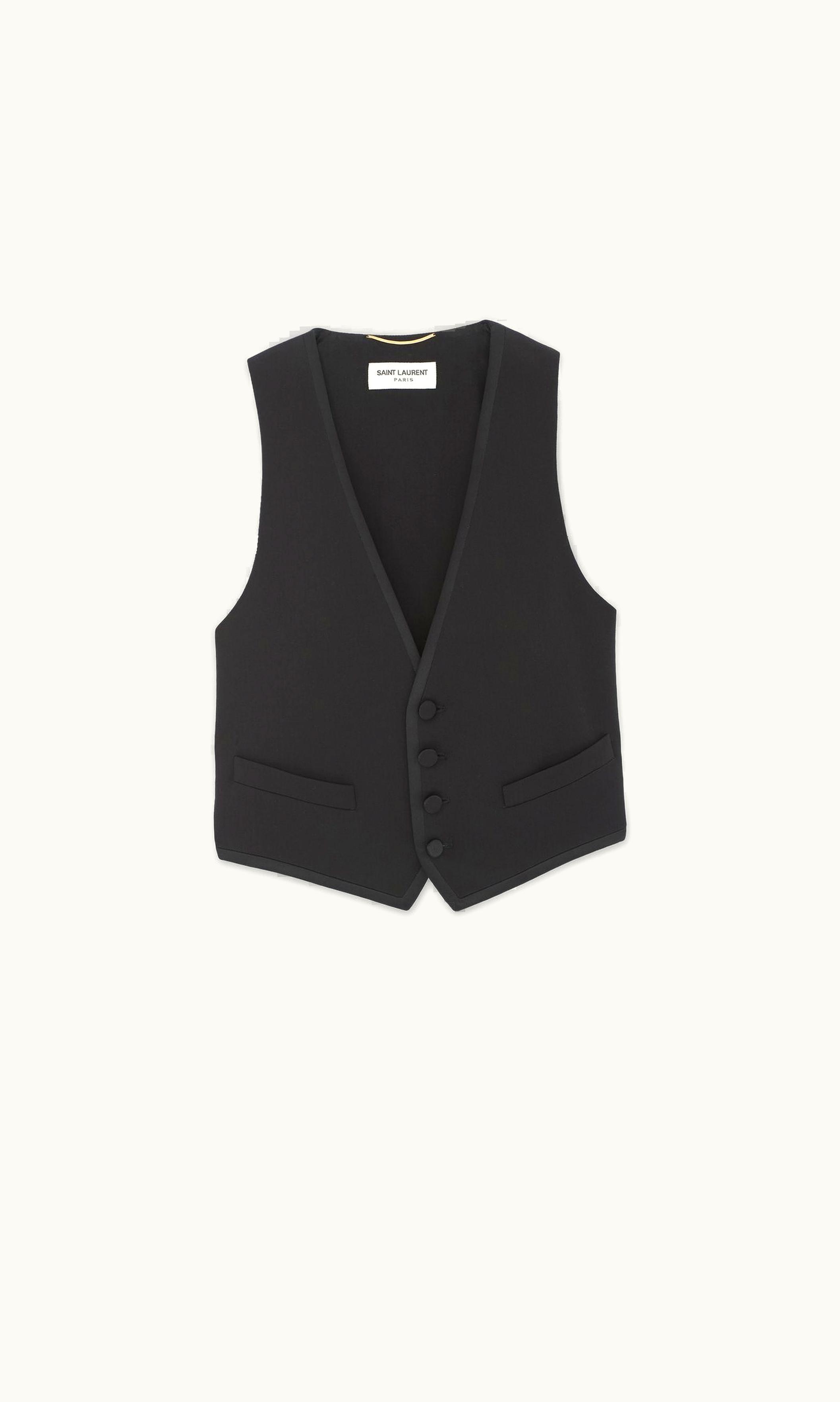 Saint Laurent Saint Laurent Tuxedo Vest In Grain De Poudre Noir