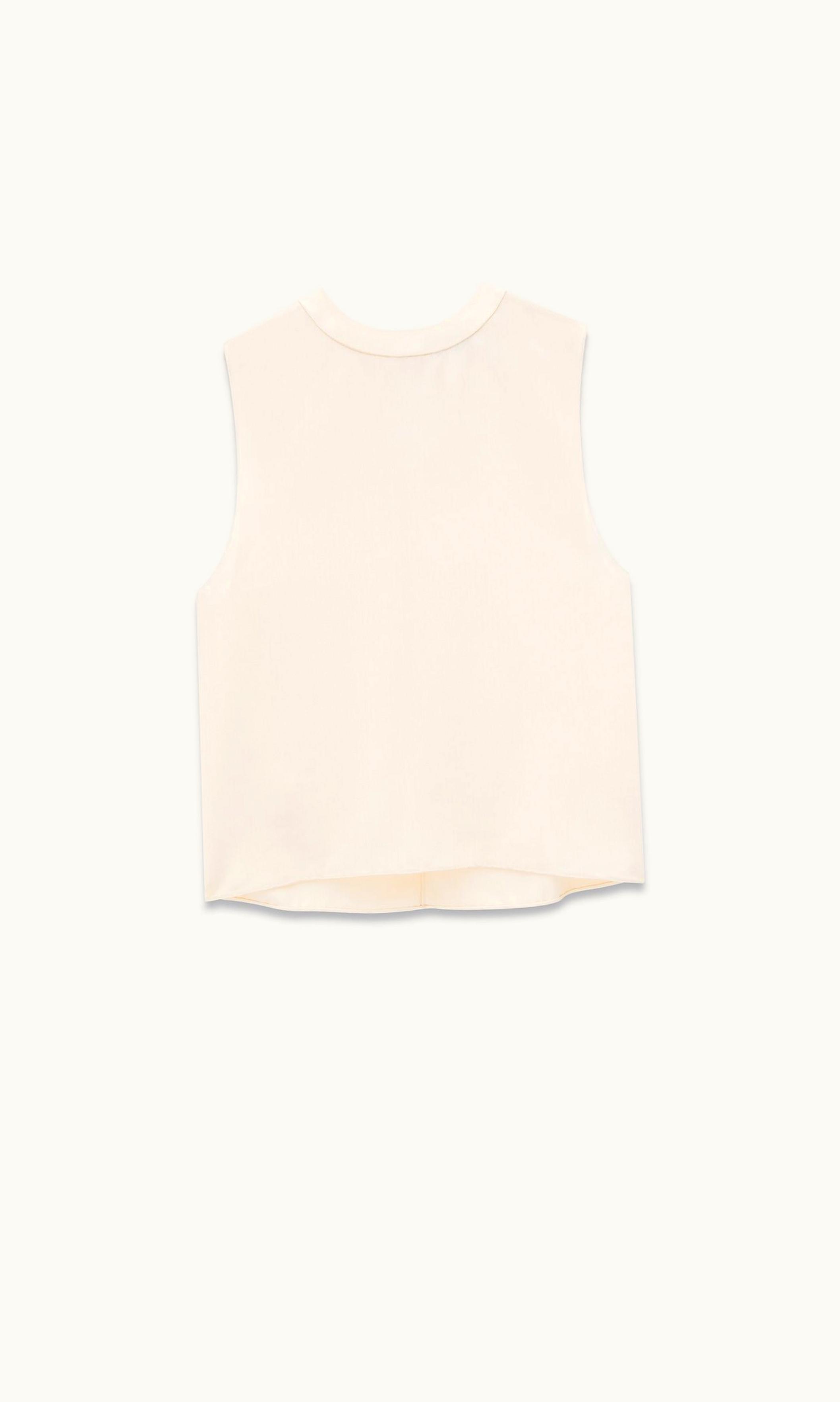 Saint Laurent Saint Laurent Tank Top In Silk Satin Craie