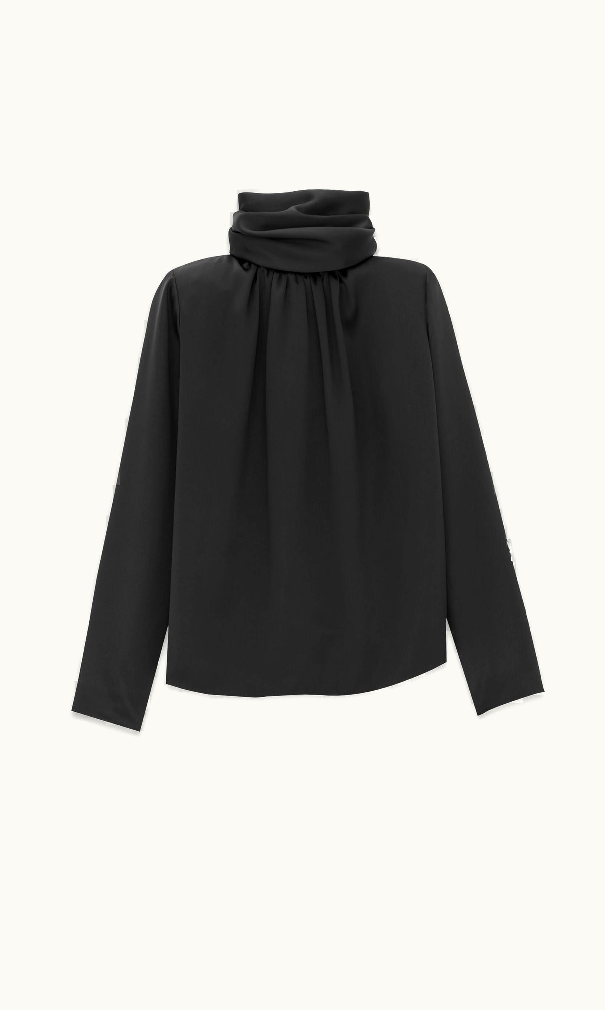 Saint Laurent Saint Laurent Lavallière-Neck Blouse In Silk Satin Black
