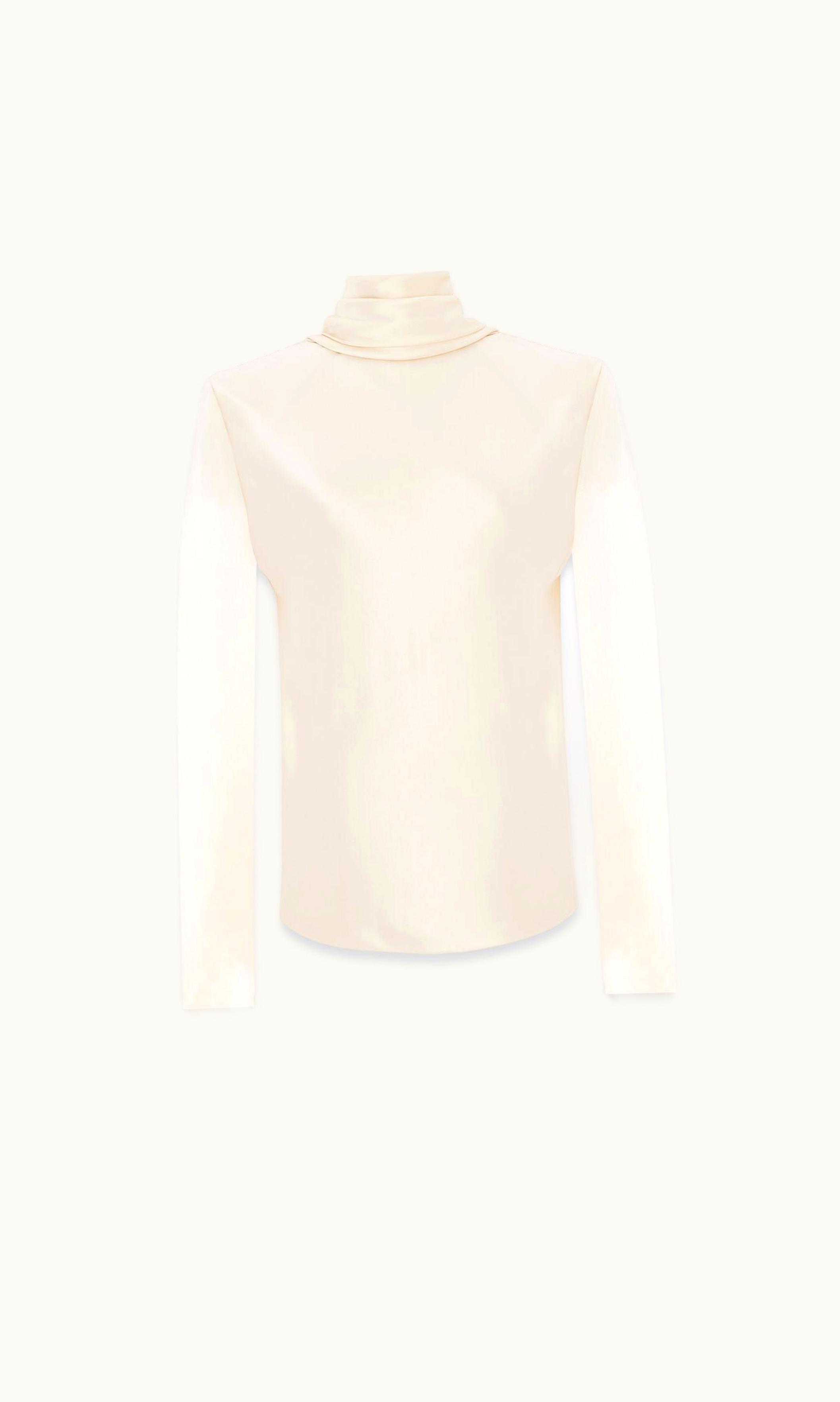 Saint Laurent Saint Laurent Cowl-Back Blouse In Silk Satin Crepe Craie