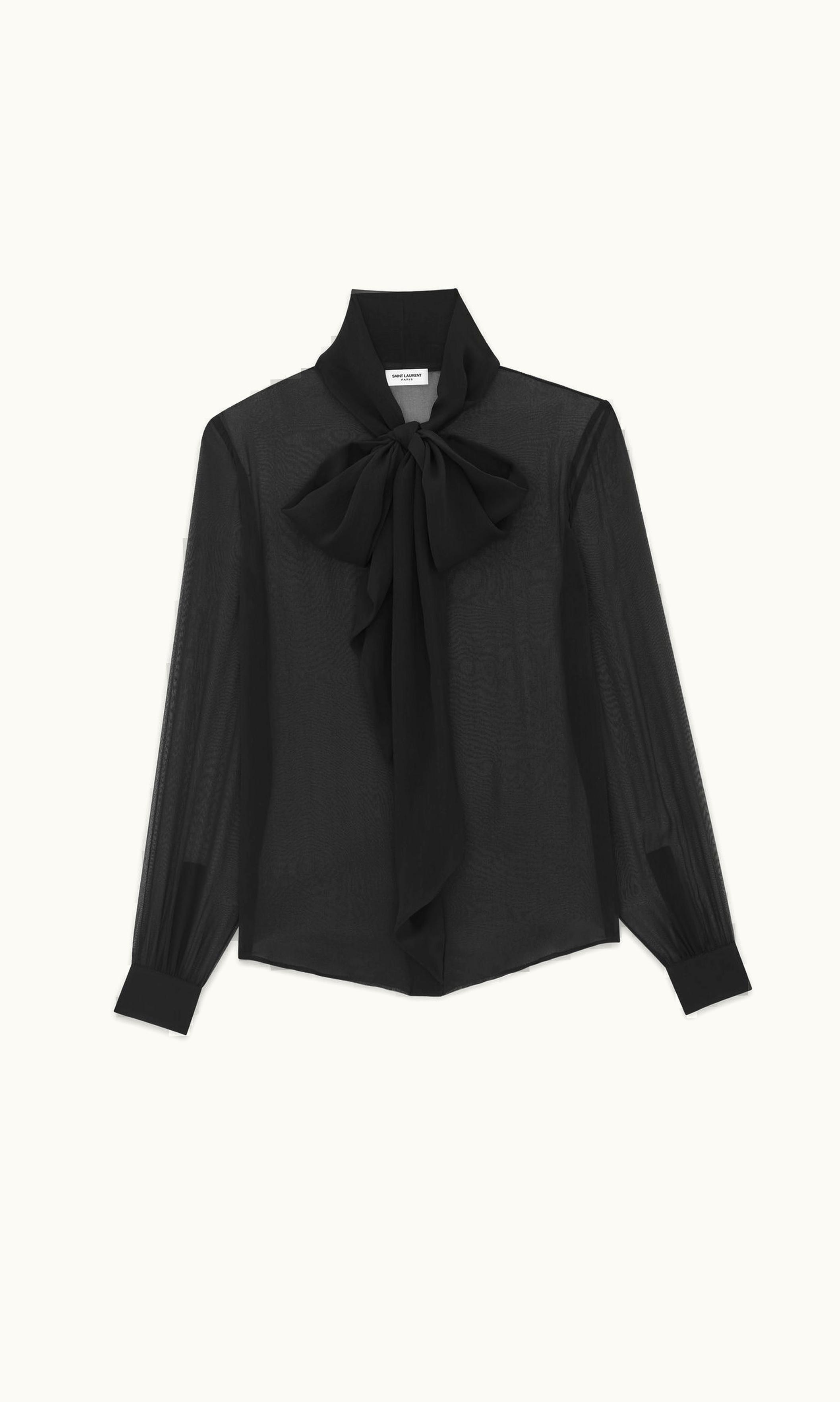 Saint Laurent Saint Laurent Blouse In Silk Muslin Crepe Black