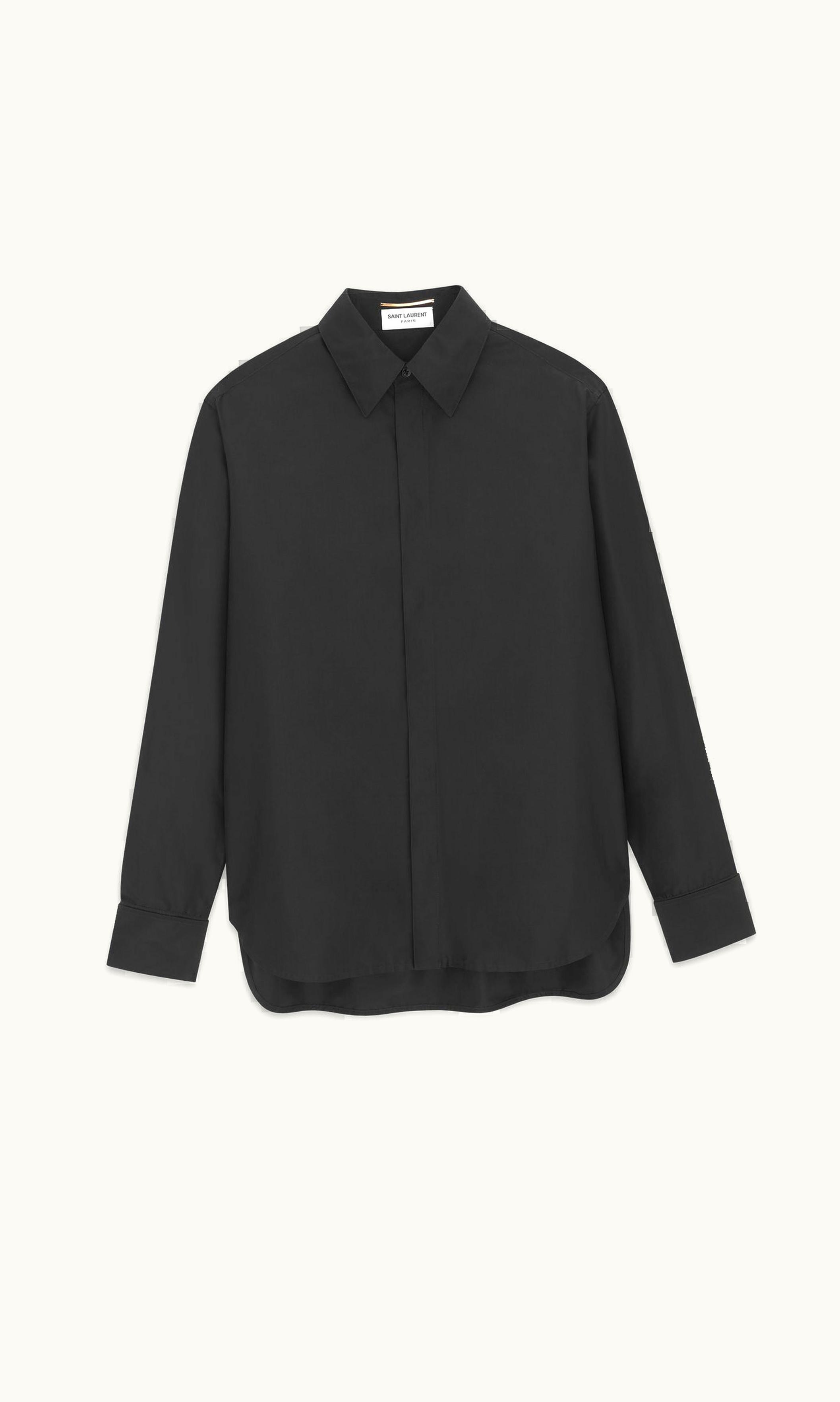 Saint Laurent Saint Laurent Boyfriend Shirt In Cotton And Silk Taffeta Black