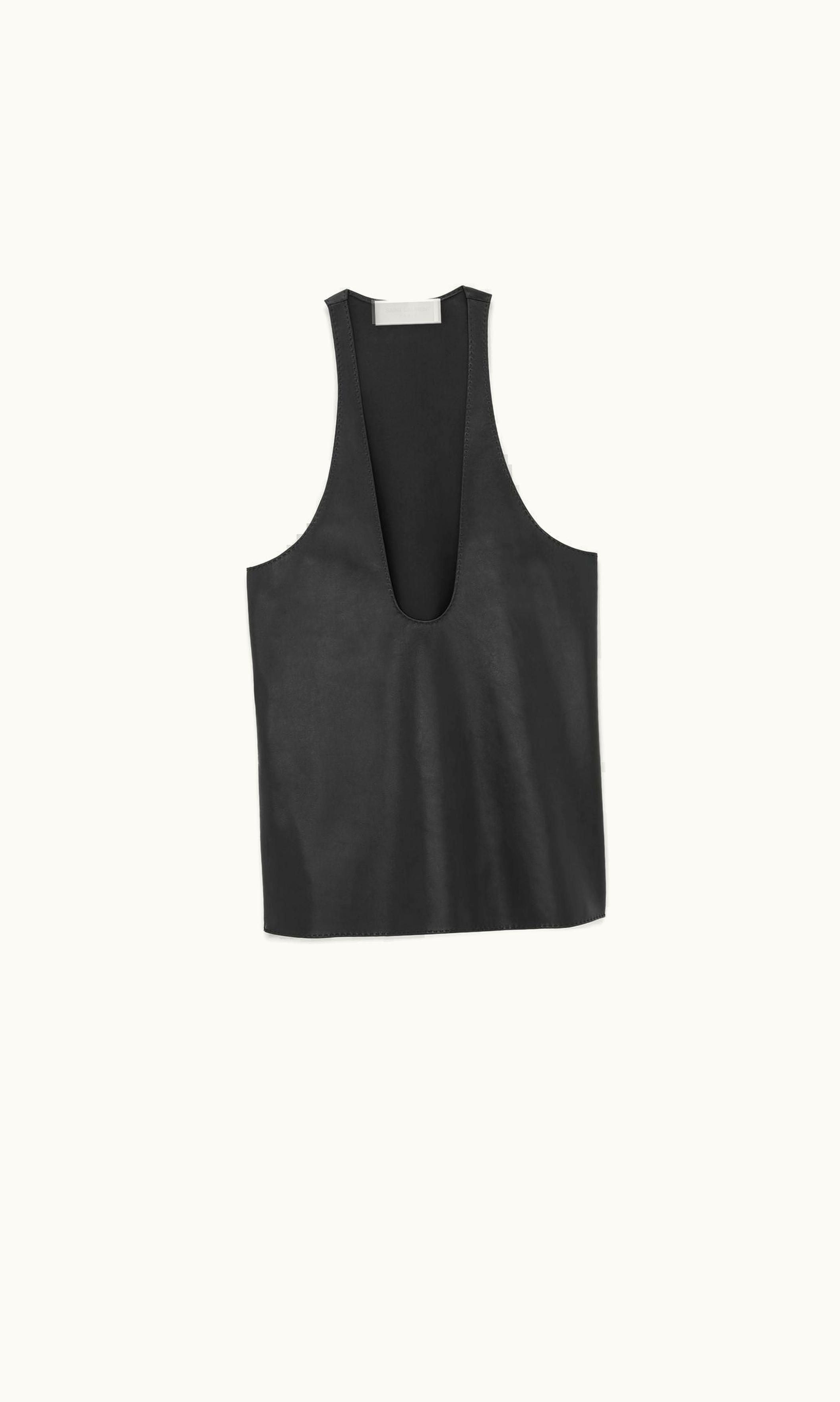 Saint Laurent Saint Laurent Tank Top In Shiny Lambskin Black