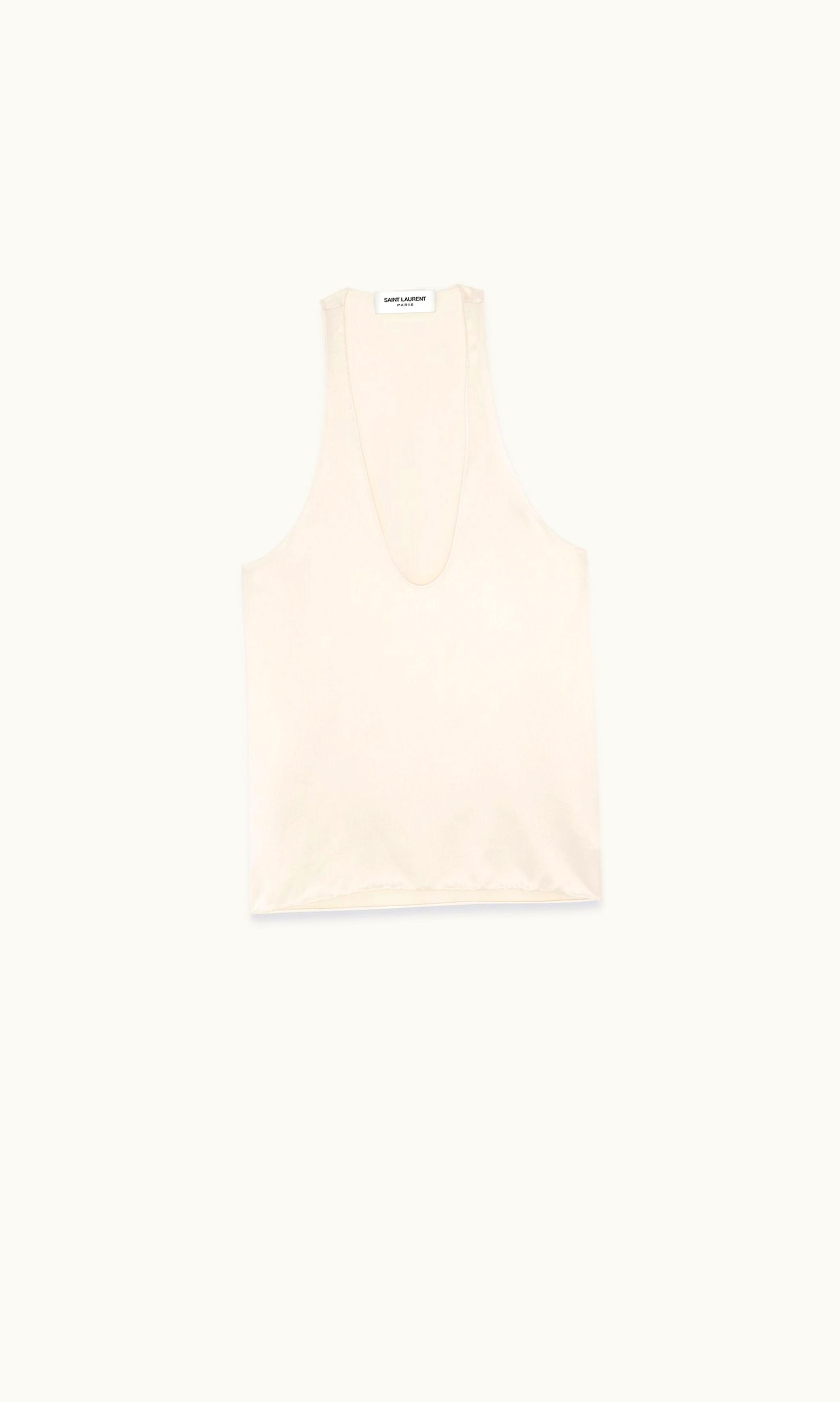 Saint Laurent Saint Laurent Tank Top In Silk Satin Crepe Craie