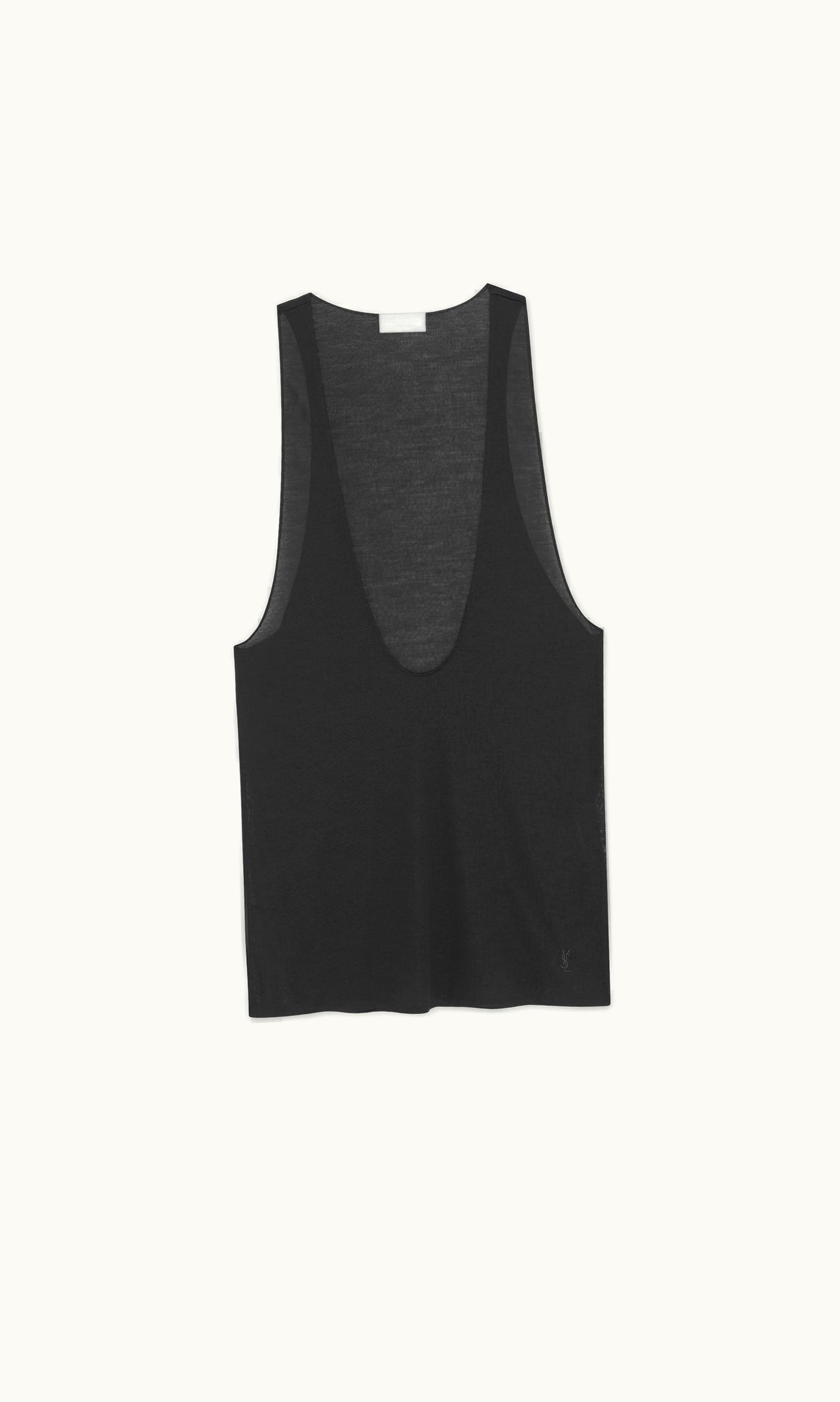 Saint Laurent Saint Laurent Cassandre Tank Top In Silk Jersey Black