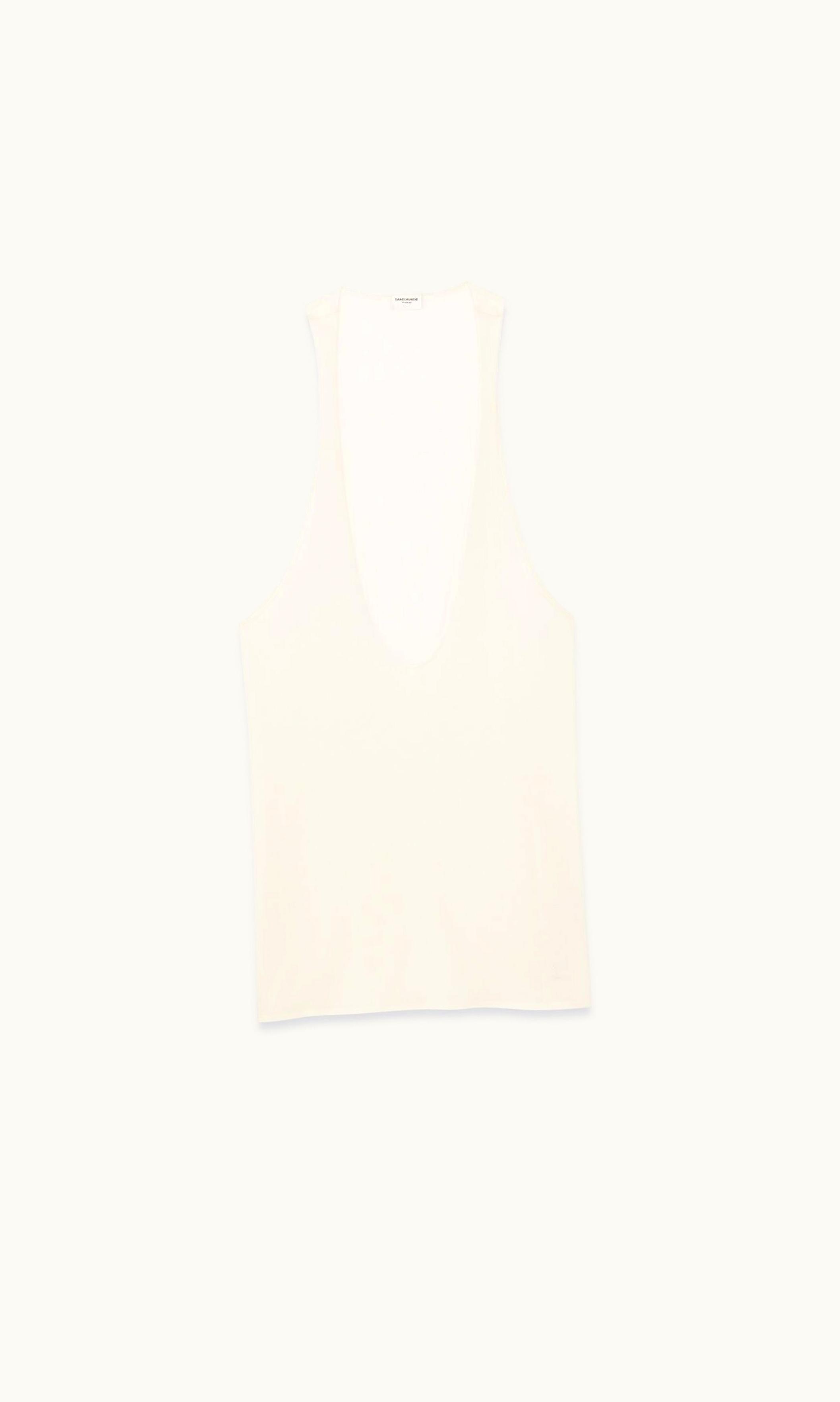 Saint Laurent Saint Laurent Cassandre Tank Top In Silk Jersey Naturel