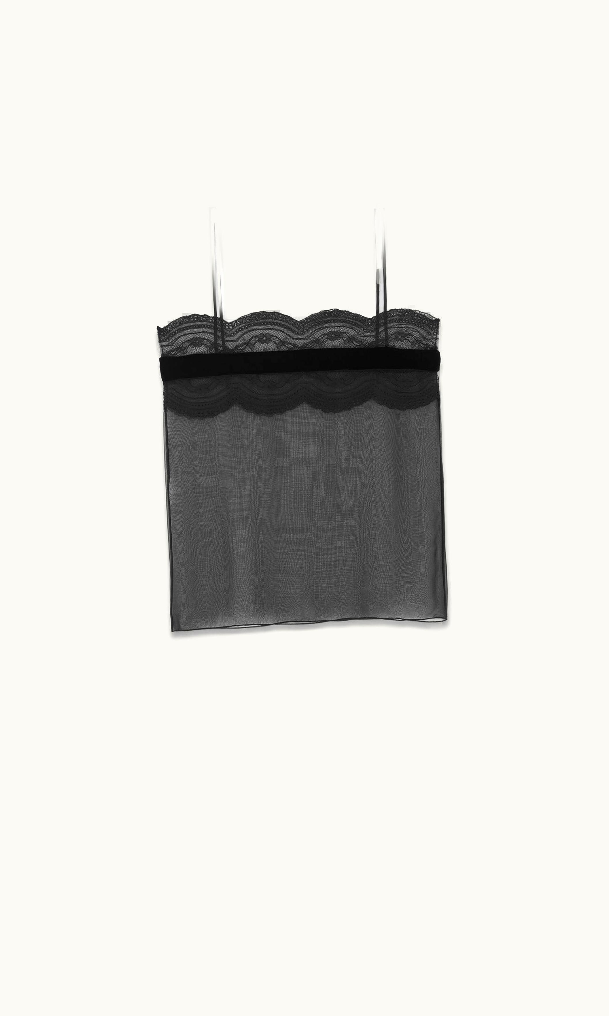 Saint Laurent Saint Laurent Lingerie Top In Silk Muslin Black