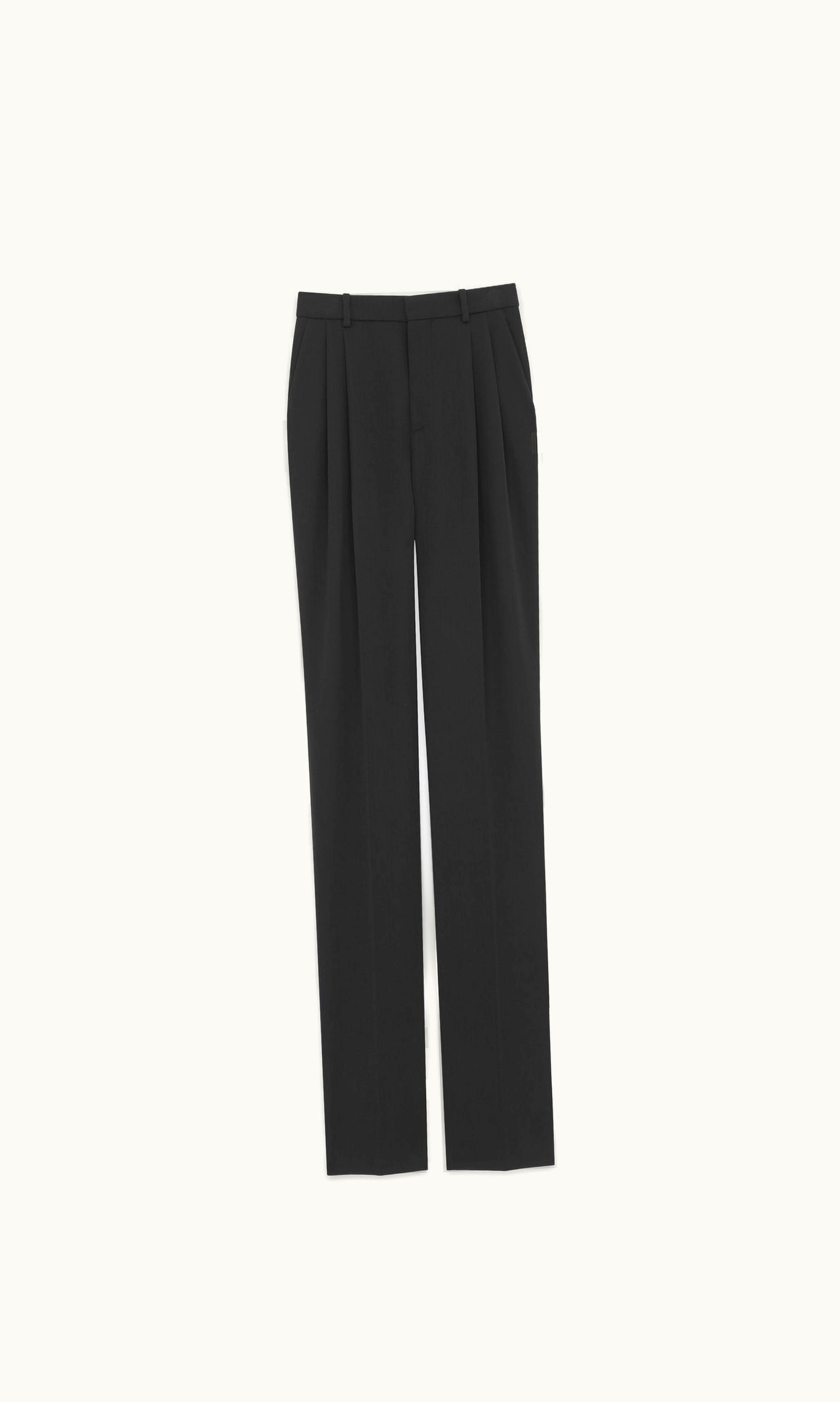 Saint Laurent Saint Laurent High-Waisted Pants In Grain De Poudre Black 777623Y7E631000