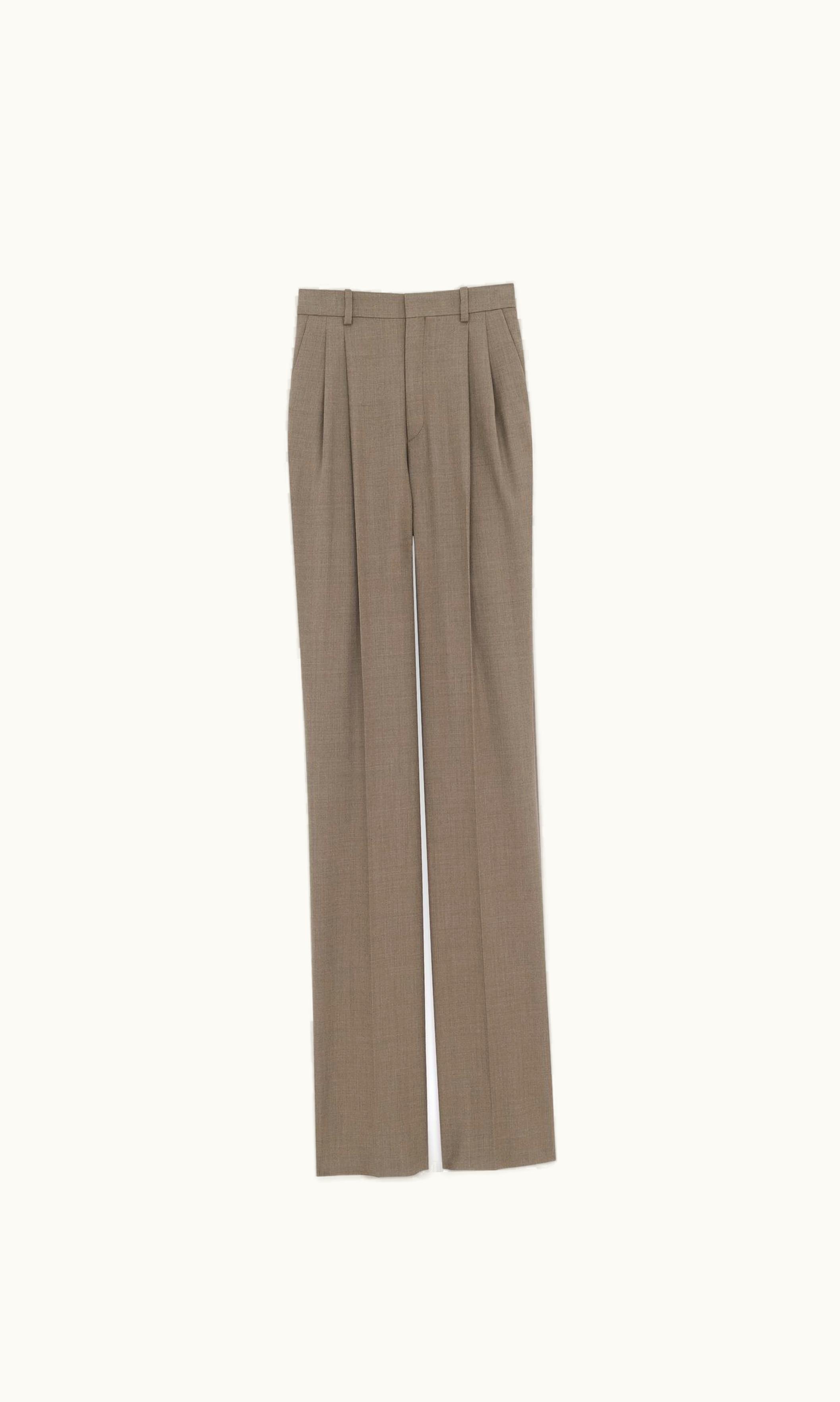 Saint Laurent Saint Laurent High-Waisted Pants In Wool Vert De Gris