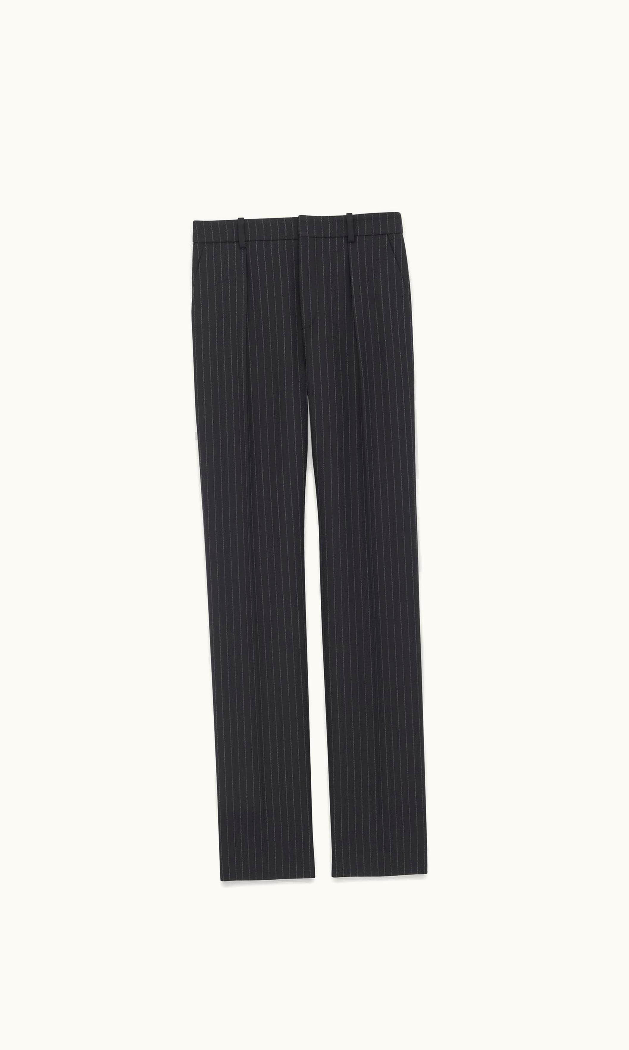 Saint Laurent Saint Laurent Tailored Pants In Rive Gauche Striped Flannel Black And White