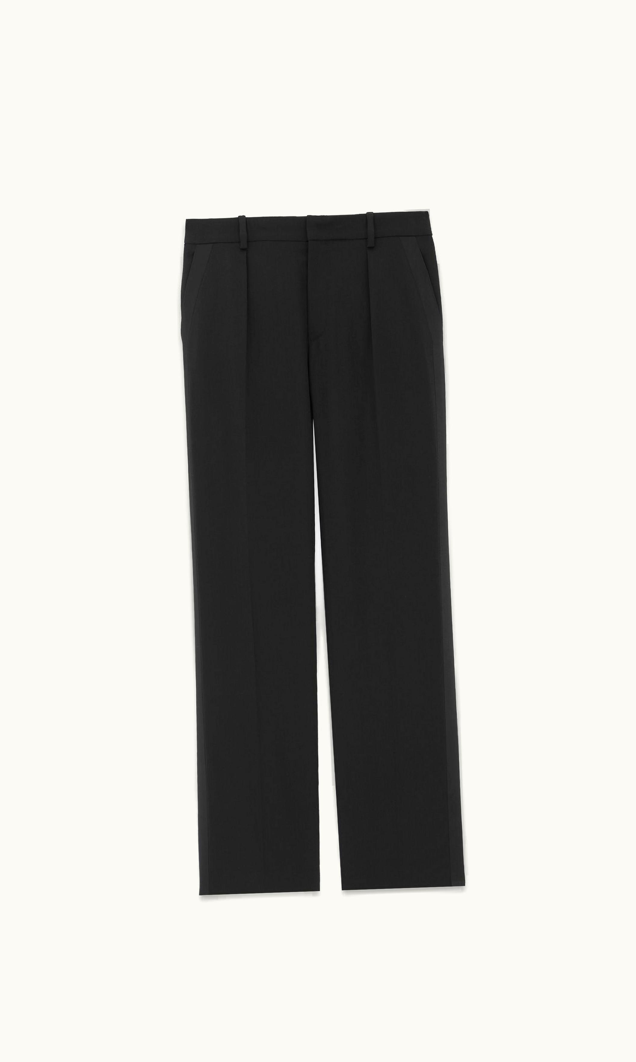 Saint Laurent Saint Laurent High-Waisted Tuxedo Pants In Grain De Poudre Black 718838Y512W1000