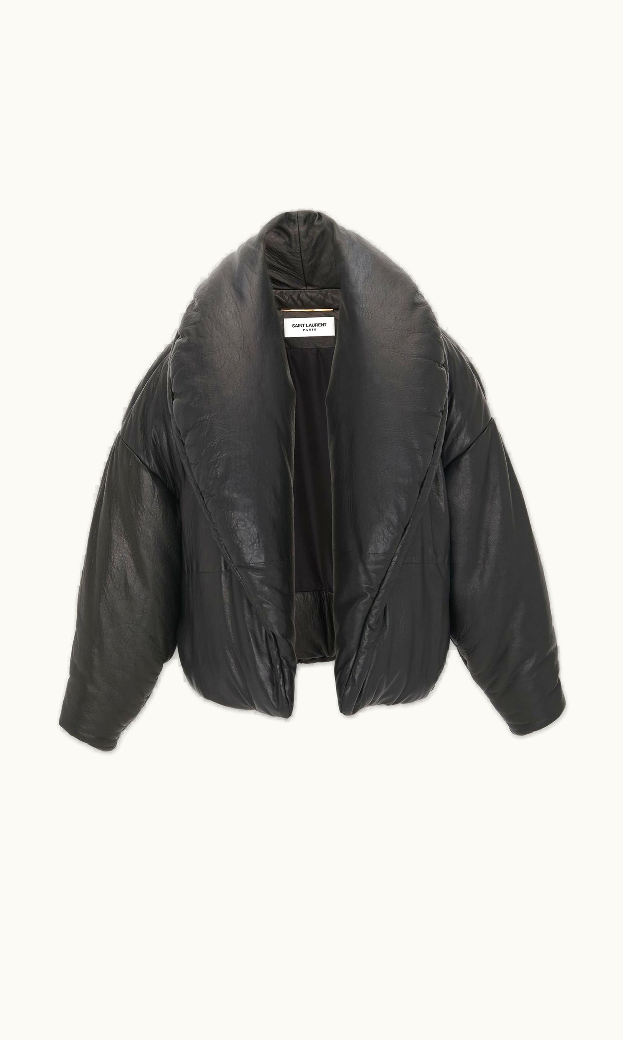 Saint Laurent Saint Laurent Cassandre Puffer Jacket In Lambskin Black