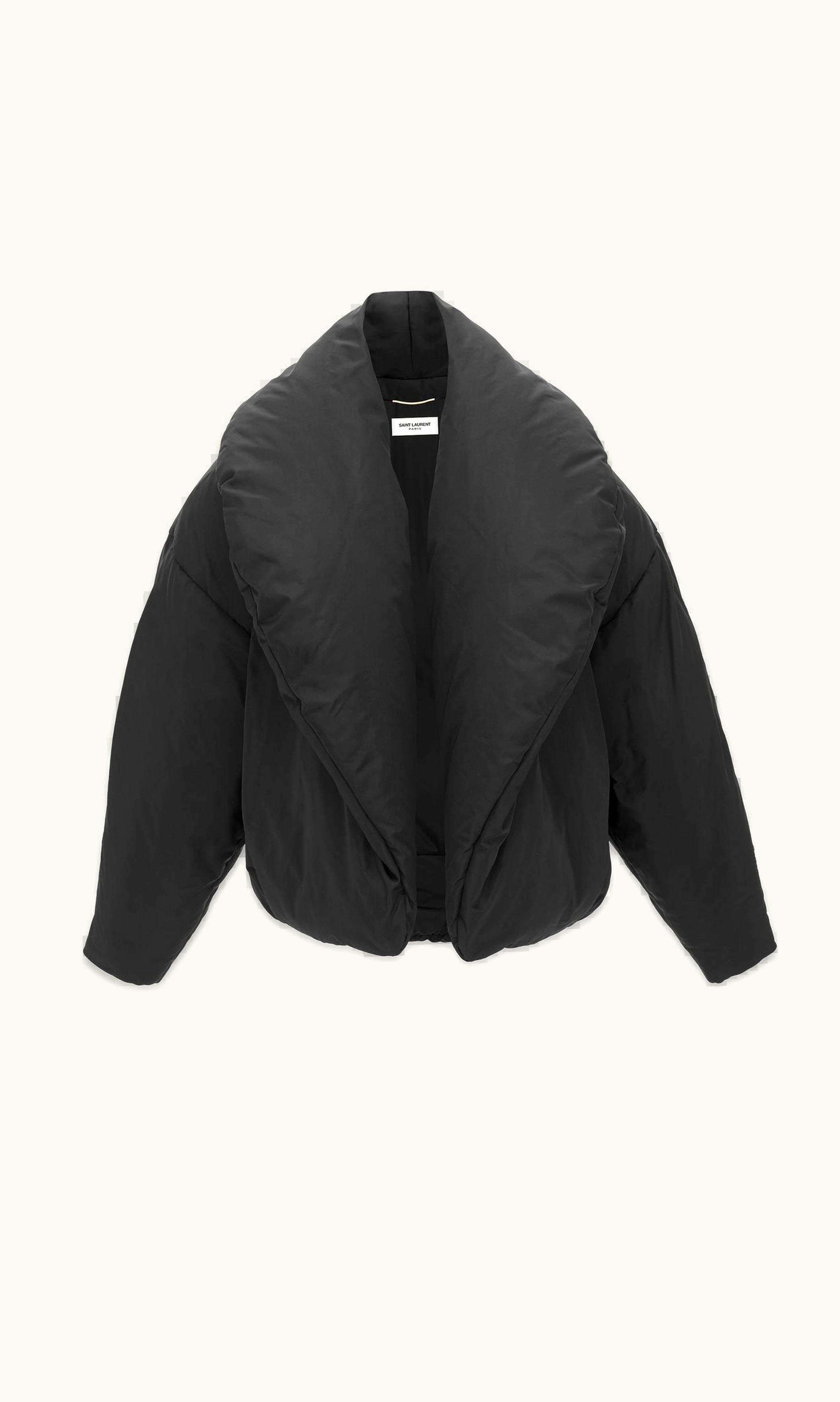 Saint Laurent Saint Laurent Cropped Puffer Jacket In Silk Taffeta Black
