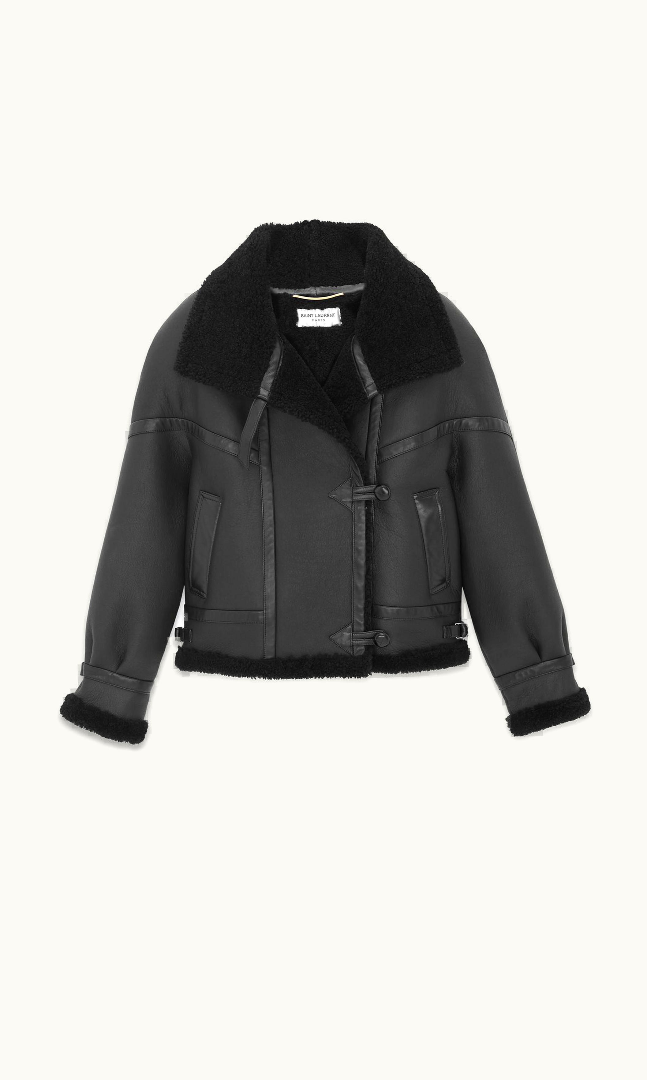 Saint Laurent Saint Laurent Aviator Jacket In Lambskin And Shearling Black