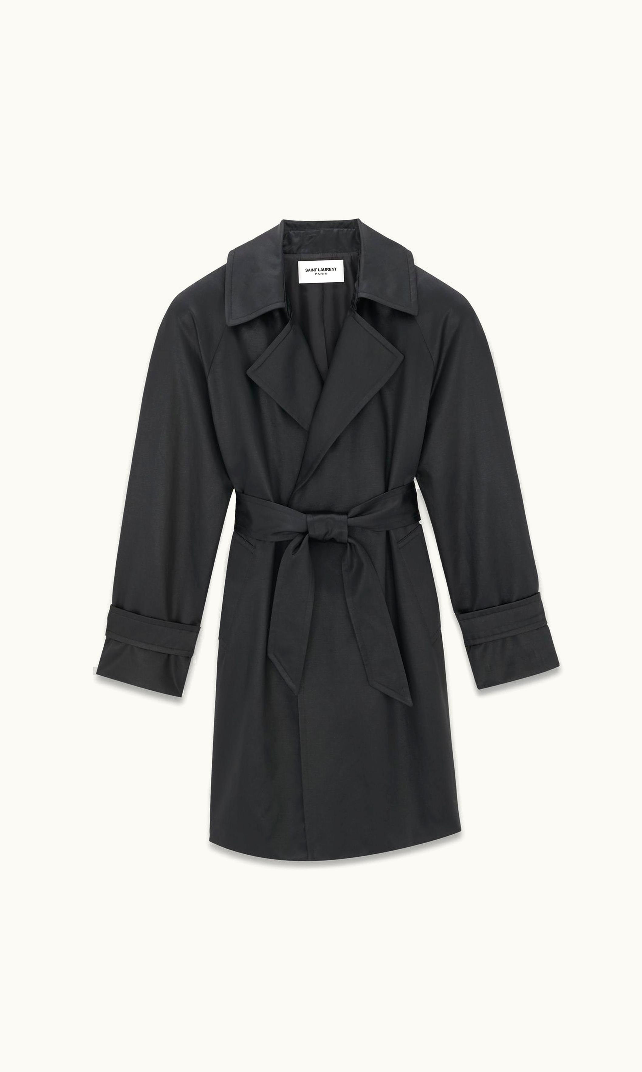 Saint Laurent Saint Laurent Trench Coat In Satin Chintz Black