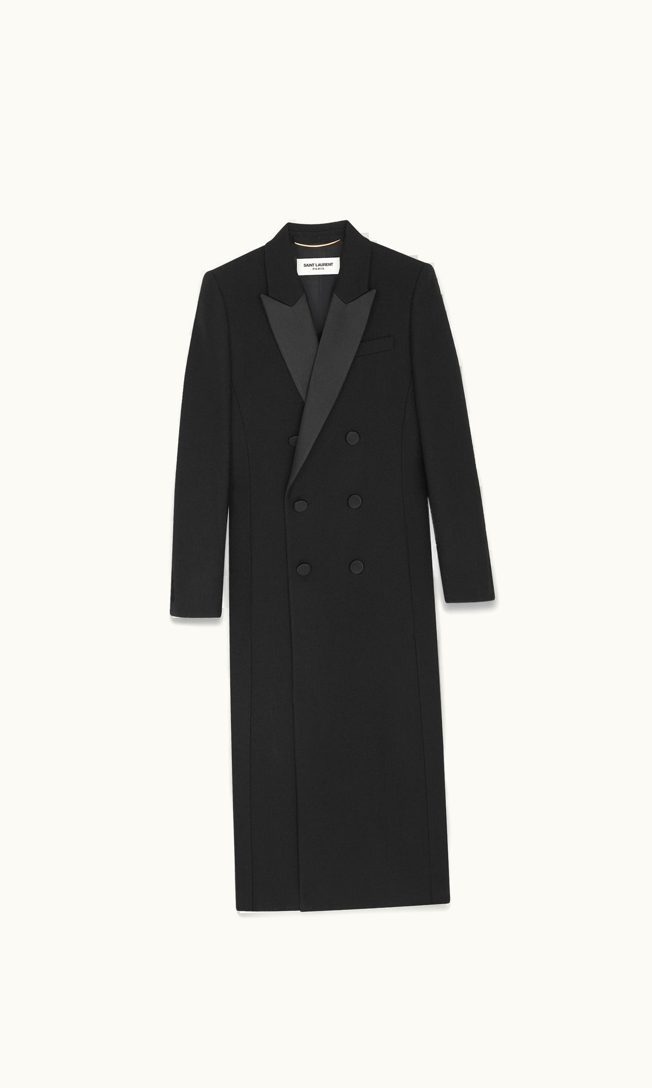 Saint Laurent Saint Laurent Double-Breasted Tuxedo Coat In Crepe Wool Noir