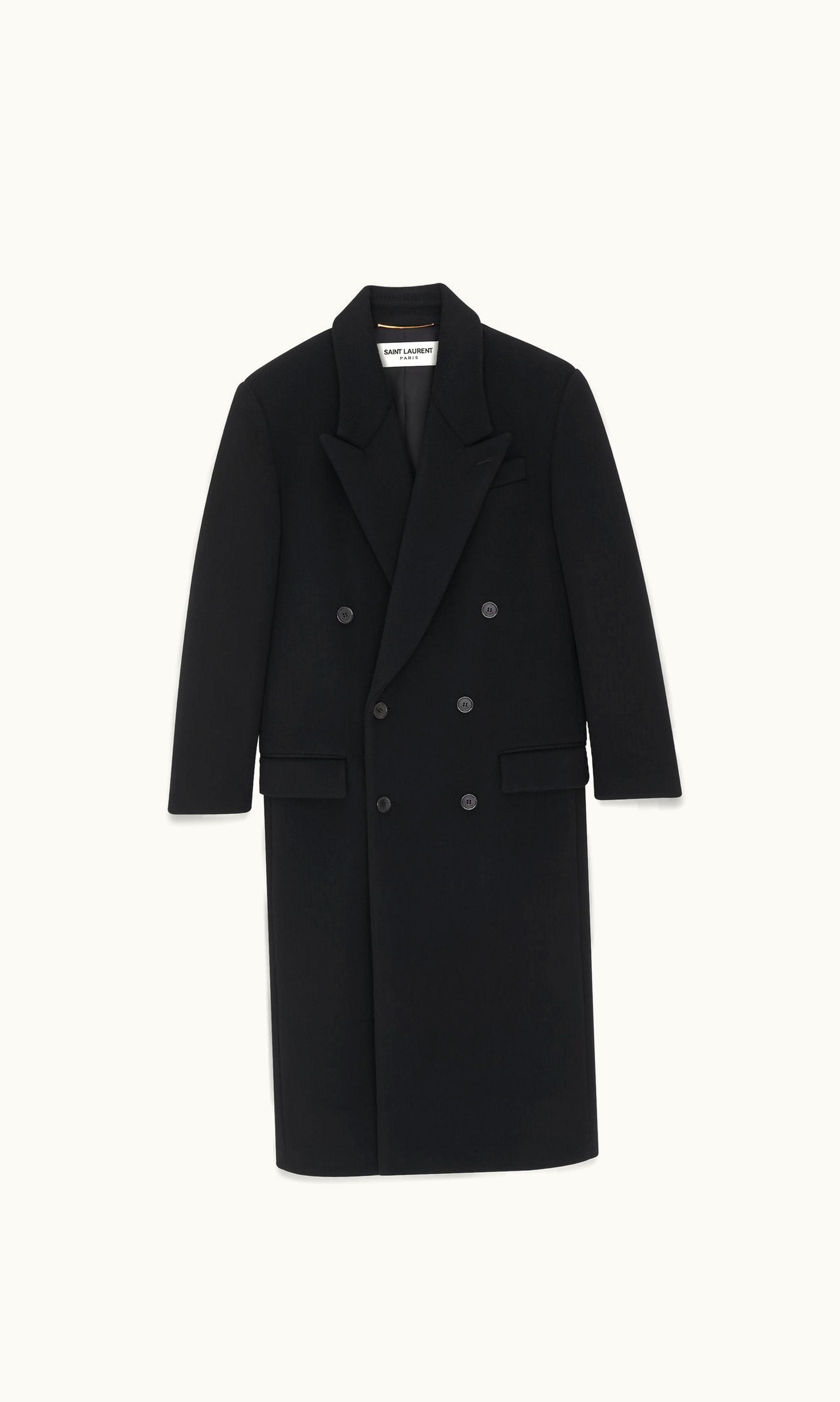 Saint Laurent Saint Laurent Long Coat In Wool Noir Profond