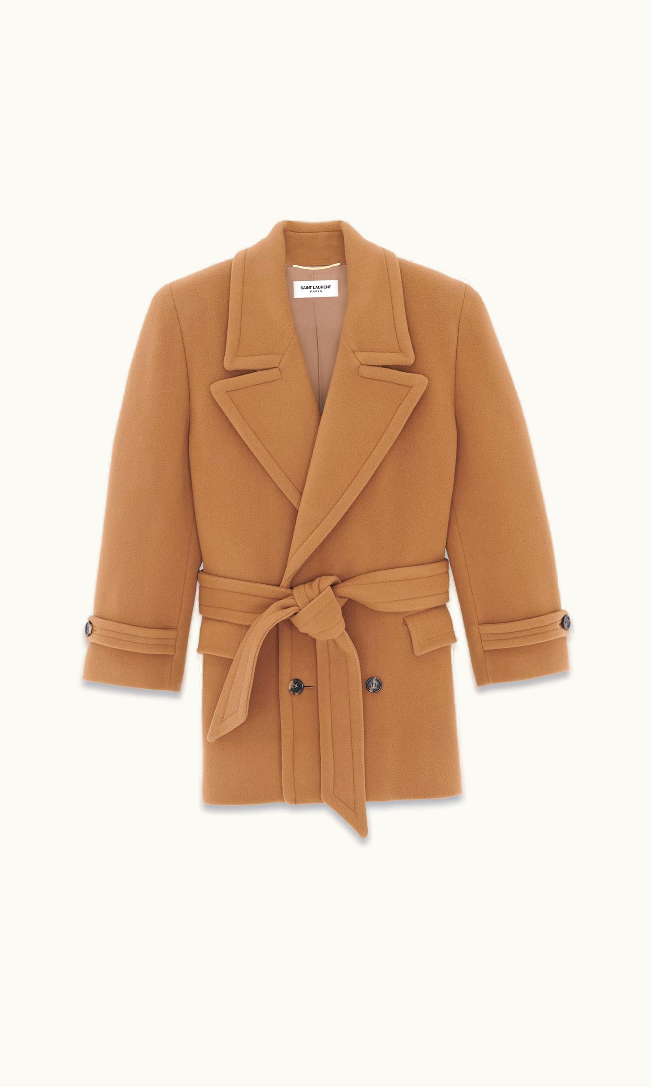 Saint Laurent Saint Laurent Short Coat In Wool Tanin