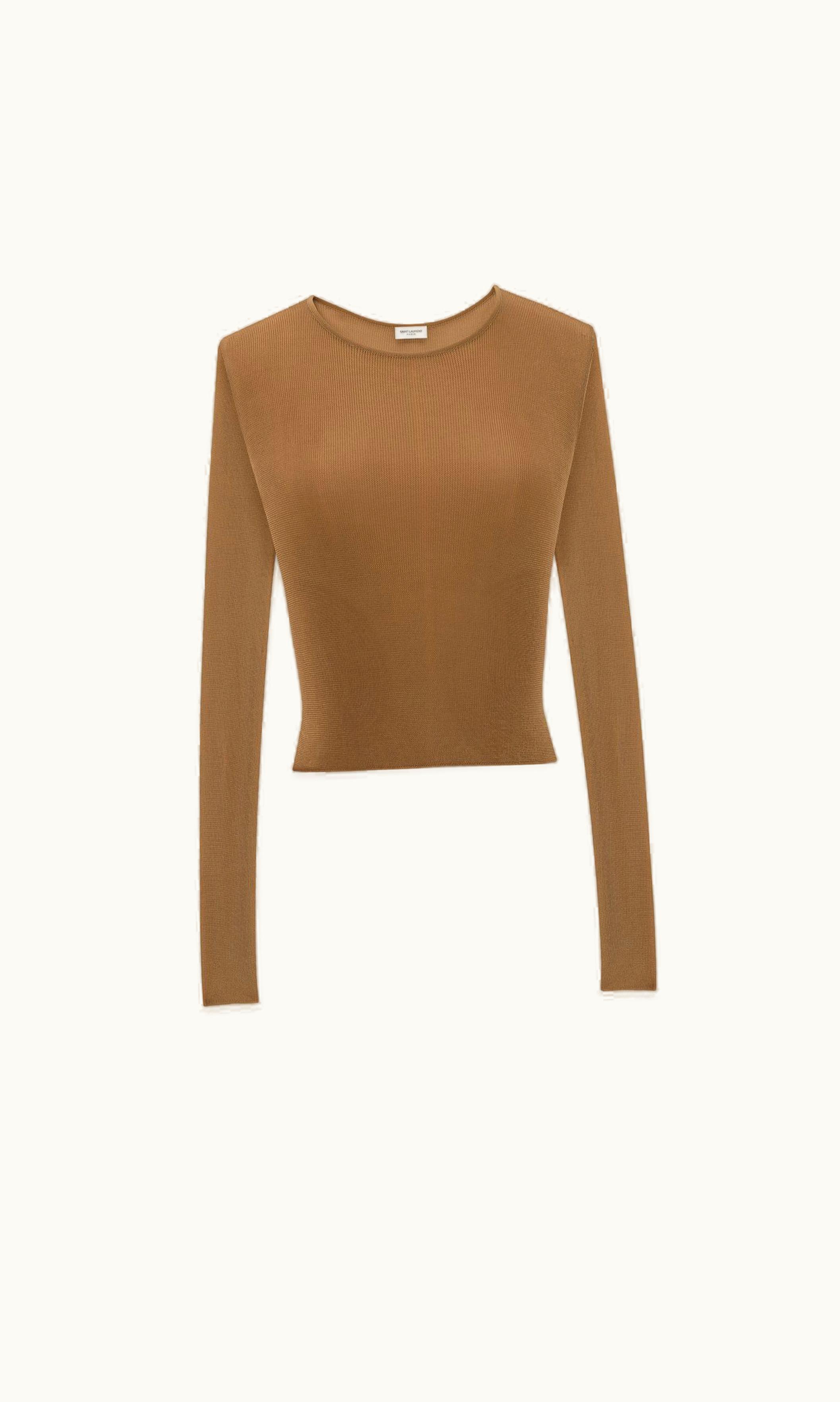 Saint Laurent Saint Laurent Cropped Top In Ribbed Knit Noisette