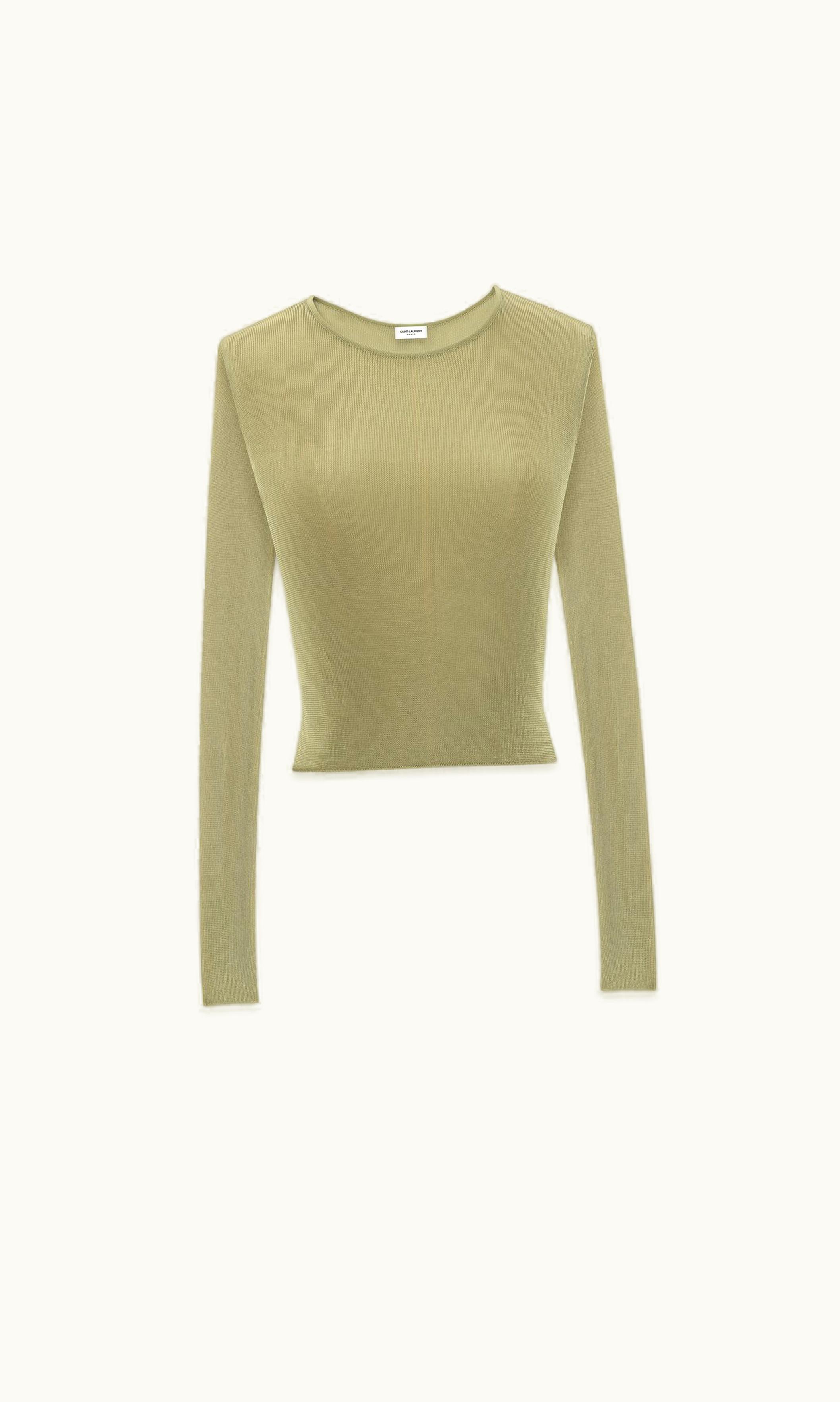 Saint Laurent Saint Laurent Cropped Top In Ribbed Knit Vert Amande