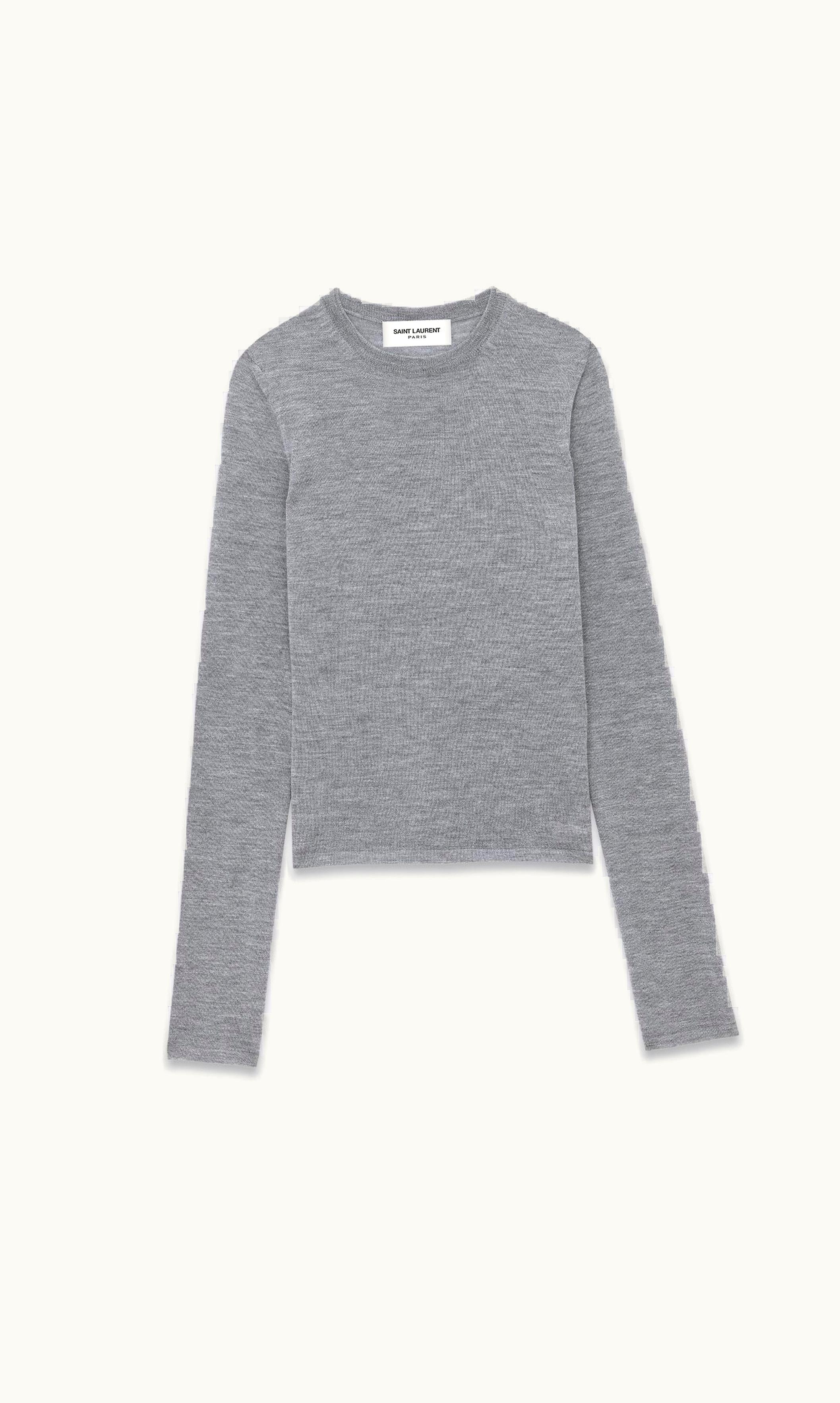 Saint Laurent Saint Laurent Sweater In Cashmere, Wool And Silk Gris Chine