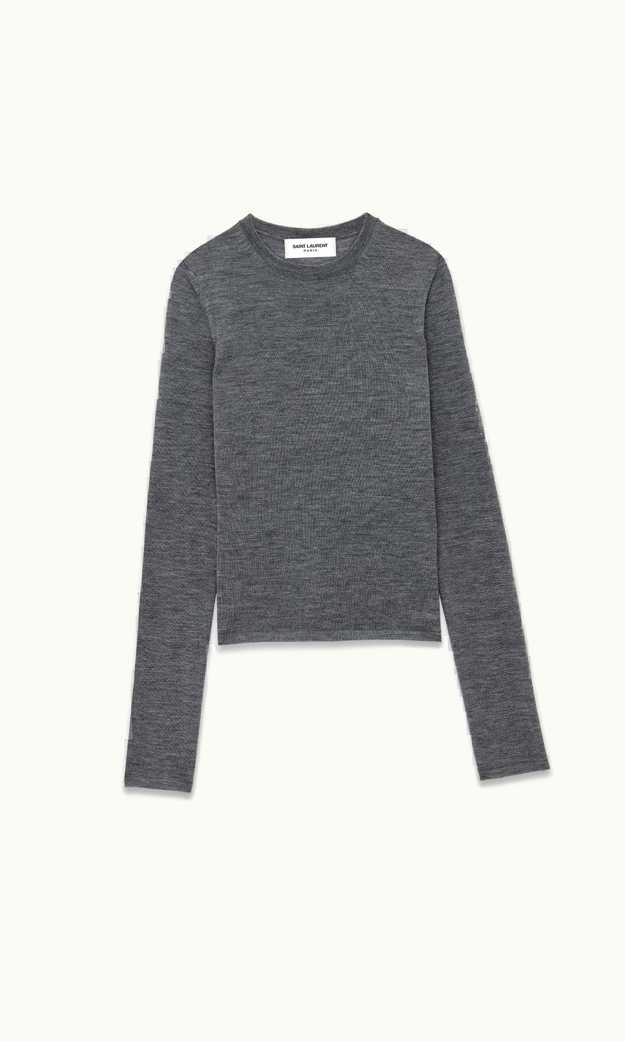 Saint Laurent Saint Laurent Sweater In Cashmere, Wool And Silk Anthracite
